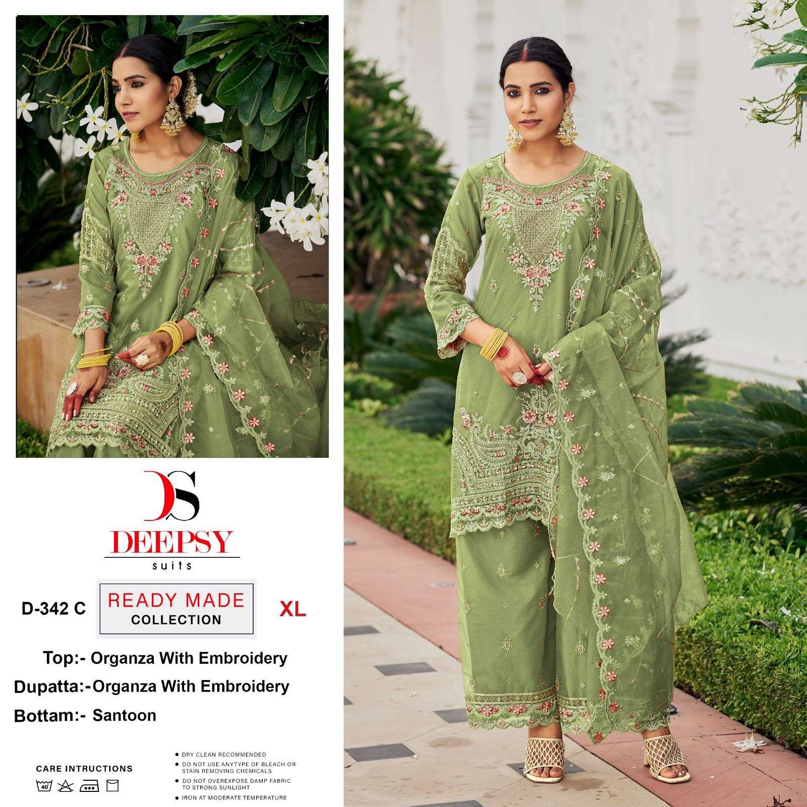 D-342 COLOURS BY DEEPSY SUITS 342-A TO 342-D SERIES ORGANZA WORK READYMADE DRESSES