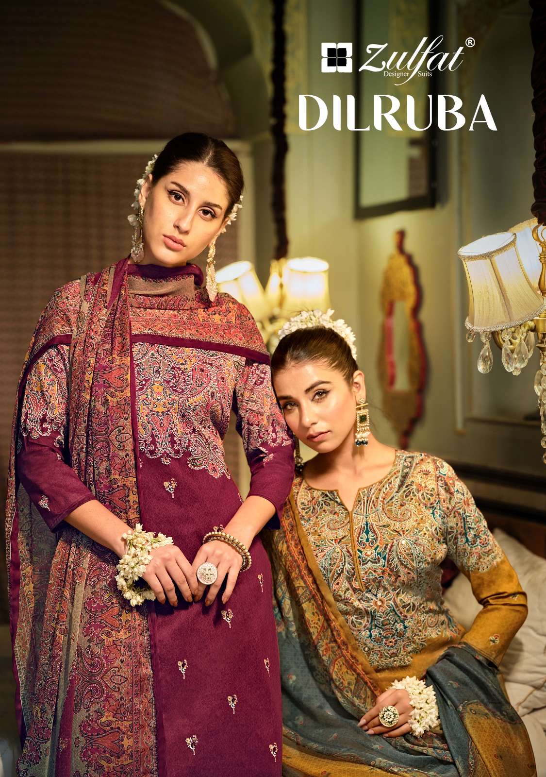 DILRUBA BY ZULFAT 530-001 TO 530-008 SERIES PURE COTTON PRINT HAND WORK DRESSES