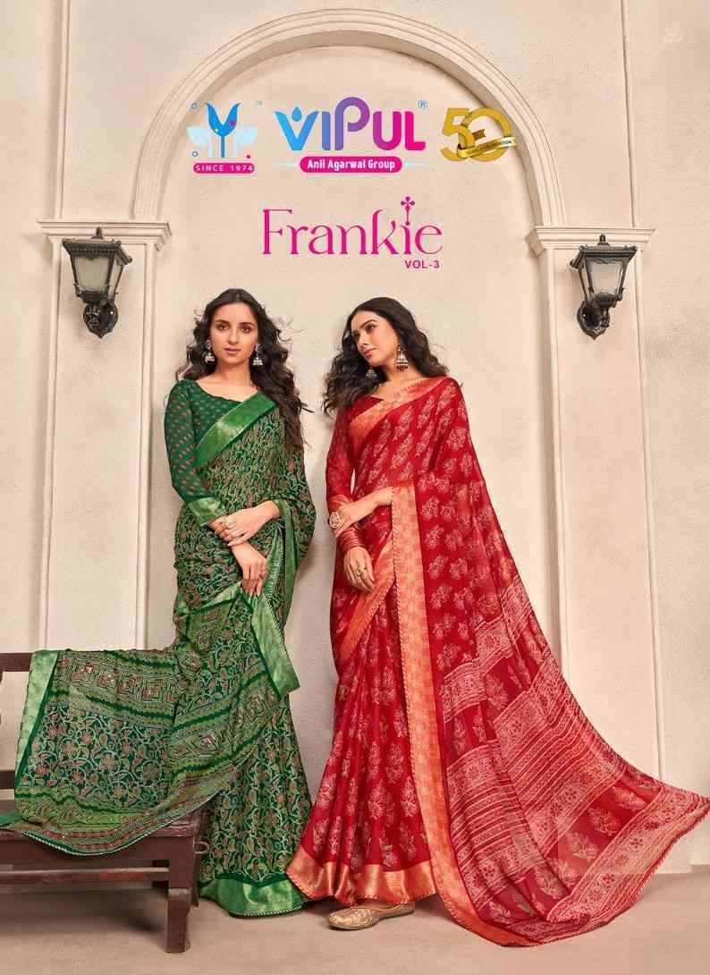 FRANKIE VOL-3 BY VIPUL 78201 TO 78212 SERIES CHIFFON PRINT WORK SAREES