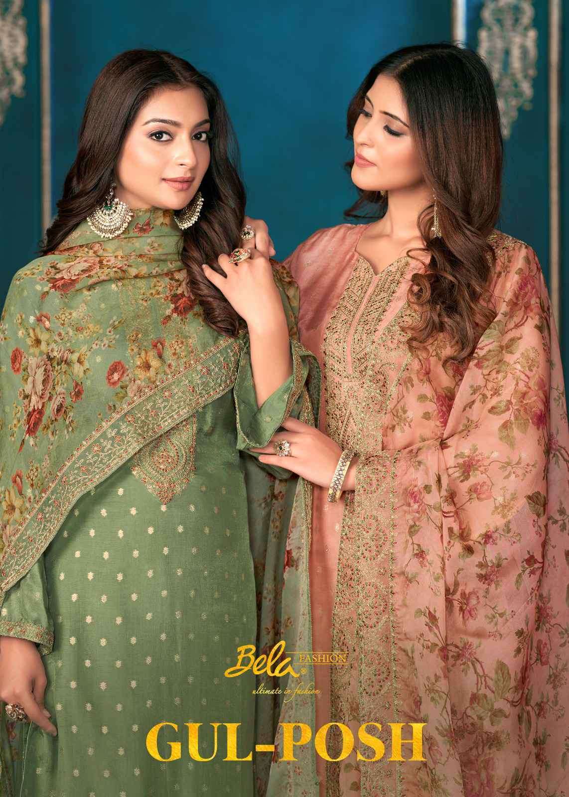 GUL-POSH BY BELA FASHION 4419 TO 4425 SERIES RUSSIAN SILK HEAVY WORK DRESSES