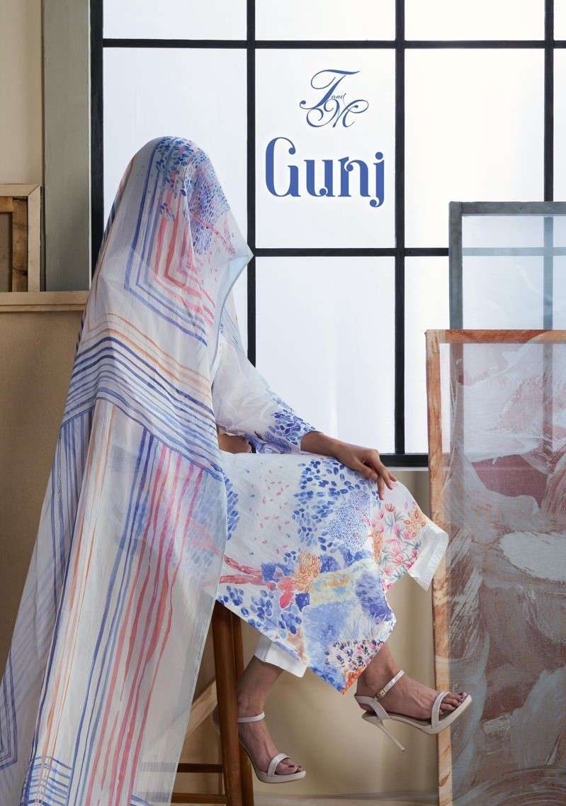 GUNJ BY T&M 703 TO 758 SERIES ORGANDY PRINT HAND WORK DRESSES