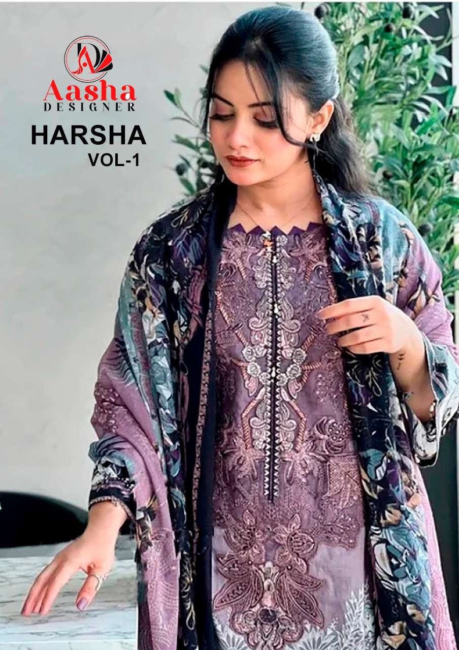 HARSHA VOL-1 BY AASHA DESIGNER 1031-A & 1031-B SERIES COTTON PRINT WORK DRESSES