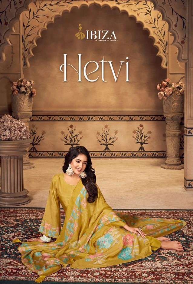 HETVI BY IBIZA LIFESTYLE 10447 TO 10450 SERIES MUSLIN PRINT EMBROIDERY WORK DRESSES