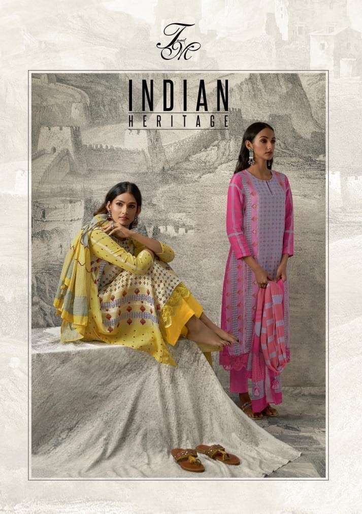 INDIAN HERITAGE BY T&M 1121 TO 1171 SERIES PURE LINEN PRINT HAND WORK DRESSES