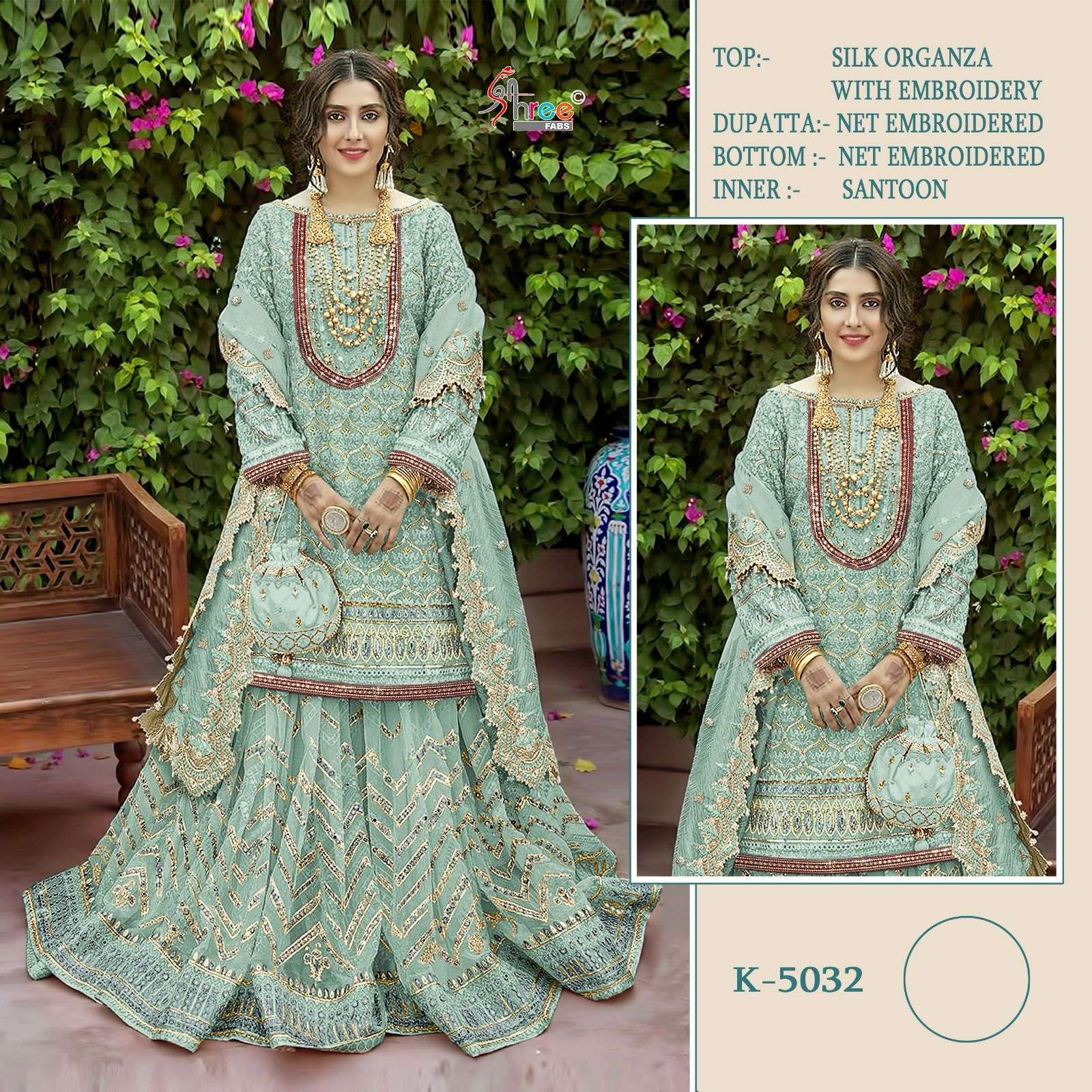 K-5032 COLOURS BY SHREE FABS 5032-A TO 5032-D SERIES ORGANZA SILK WORK PAKISTANI DRESSES