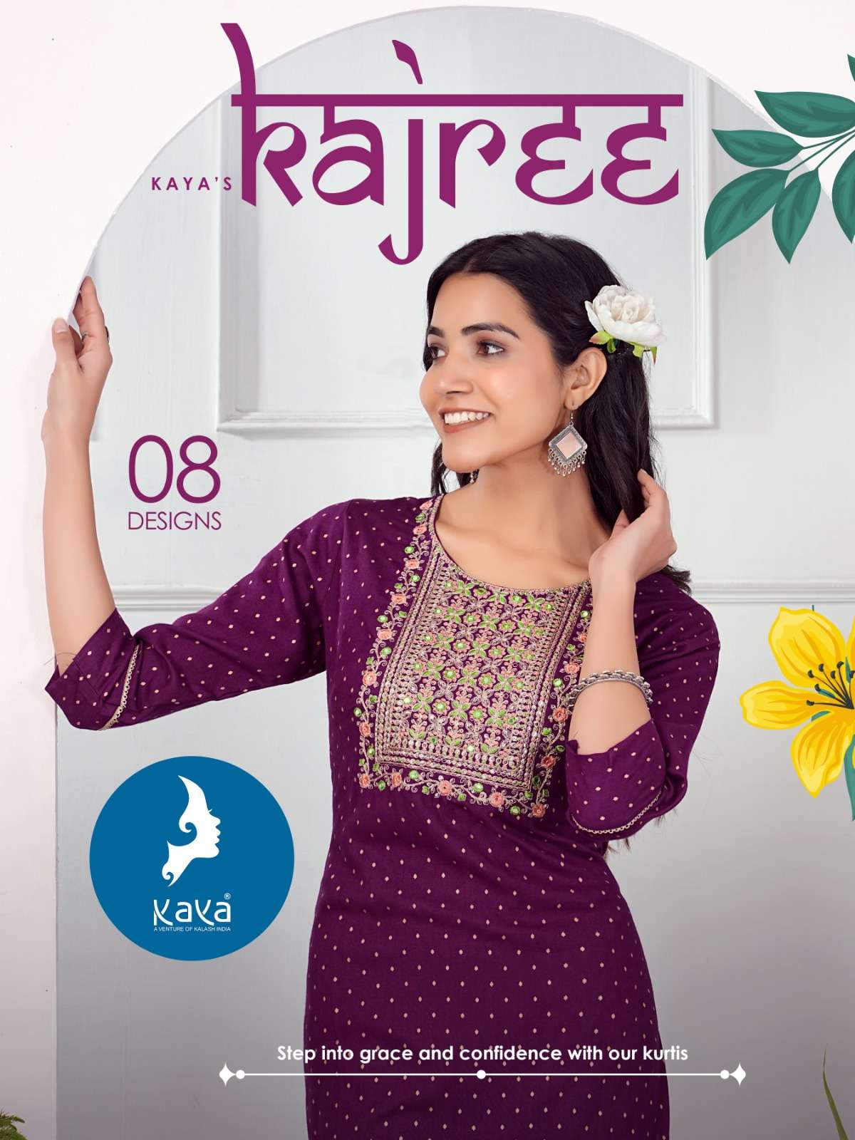 KAJREE BY KAYA 01 TO 08 SERIES RAYON SLUB PRINT WORK KURTIS