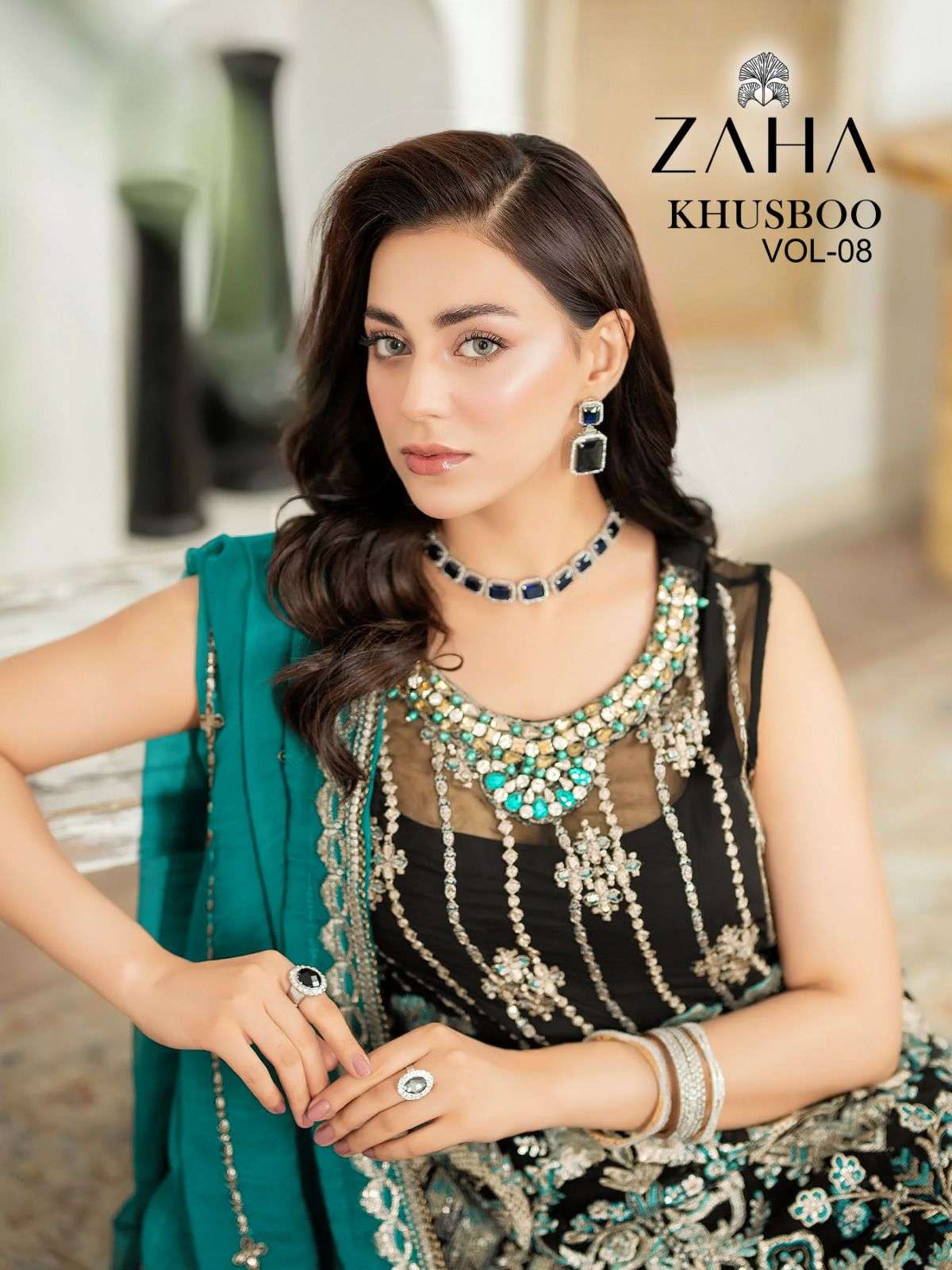 KHUSBOO VOL-8 BY ZAHA 10226 TO 10228 SERIES GEORGETTE HEAVY WORK PAKISTANI DRESSES