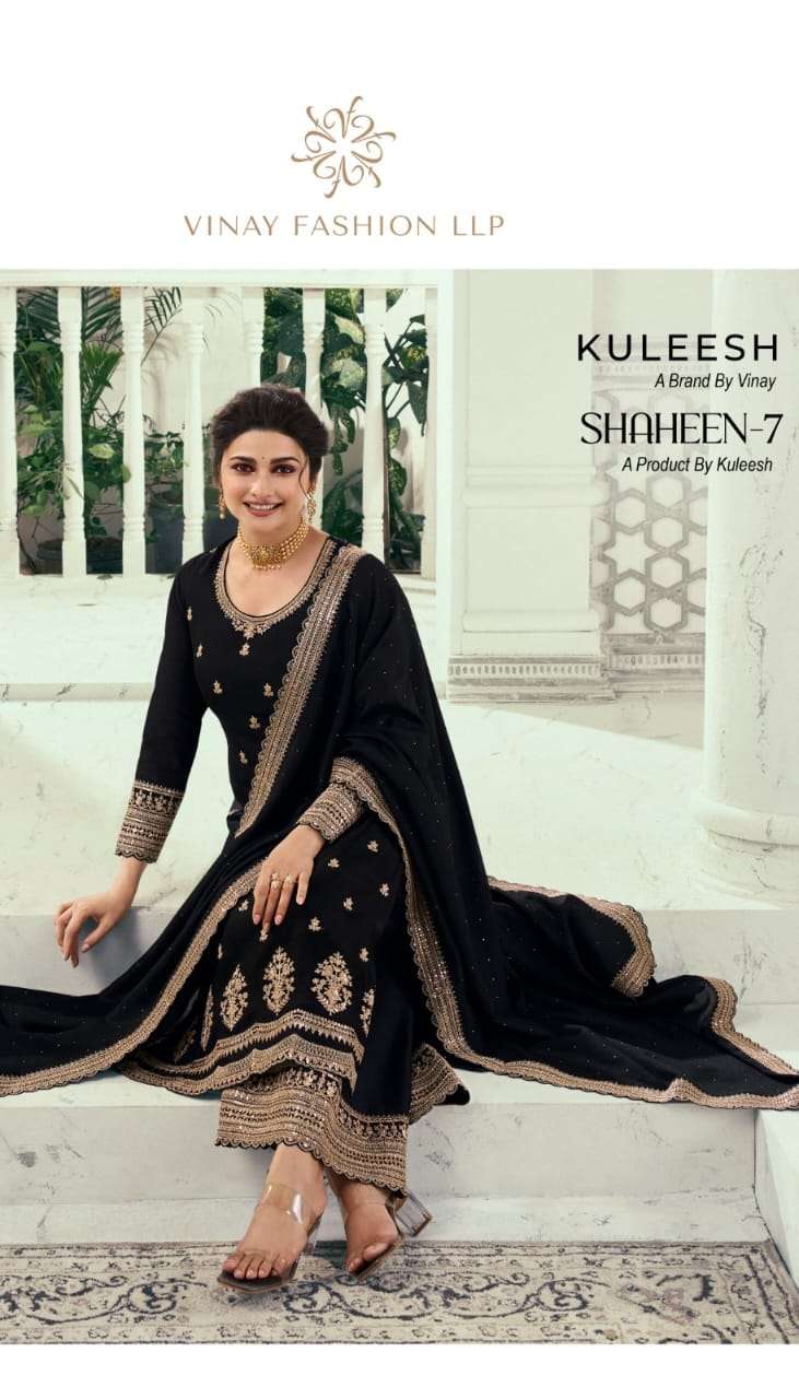 KULEESH SHAHEEN VOL-7 BY VINAY FASHION 66931 TO 66936 SERIES SILK GEORGETTE WORK DRESSES