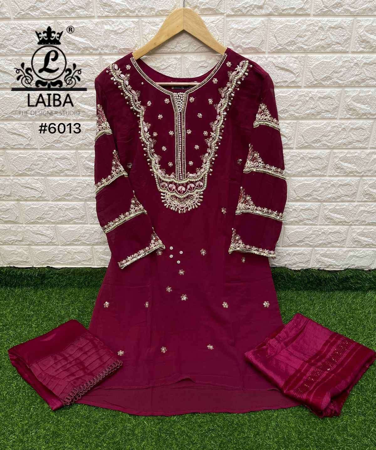 LAIBA 6013 COLOURS LAIBA 6013-A TO 6013-F SERIES GEORGETTE WORK READYMADE DRESSES