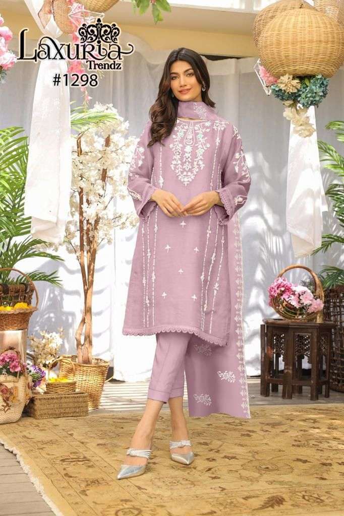 LAXURIA 1298 NX BY LAXURIA TRENDZ FAUX GEORGETTE HEAVY WORK READYMADE DRESSES