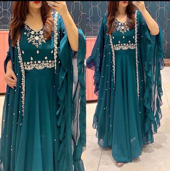 LC-809 COLOURS BY AQSAWHOLESALE HEAVY GEORGETTE EMBROIDERY WORK GOWNS