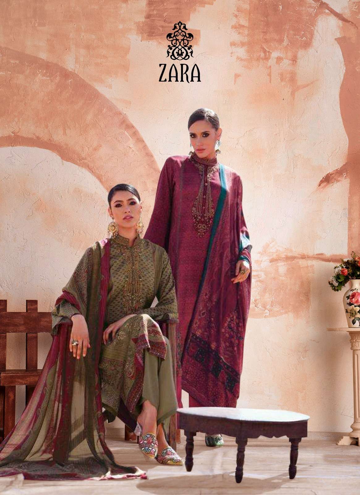 LUXE WEAR ZARA BY AQSAWHOLESALE 01 TO 06 SERIES VISCOSE EMBROIDERY WORK DRESSES