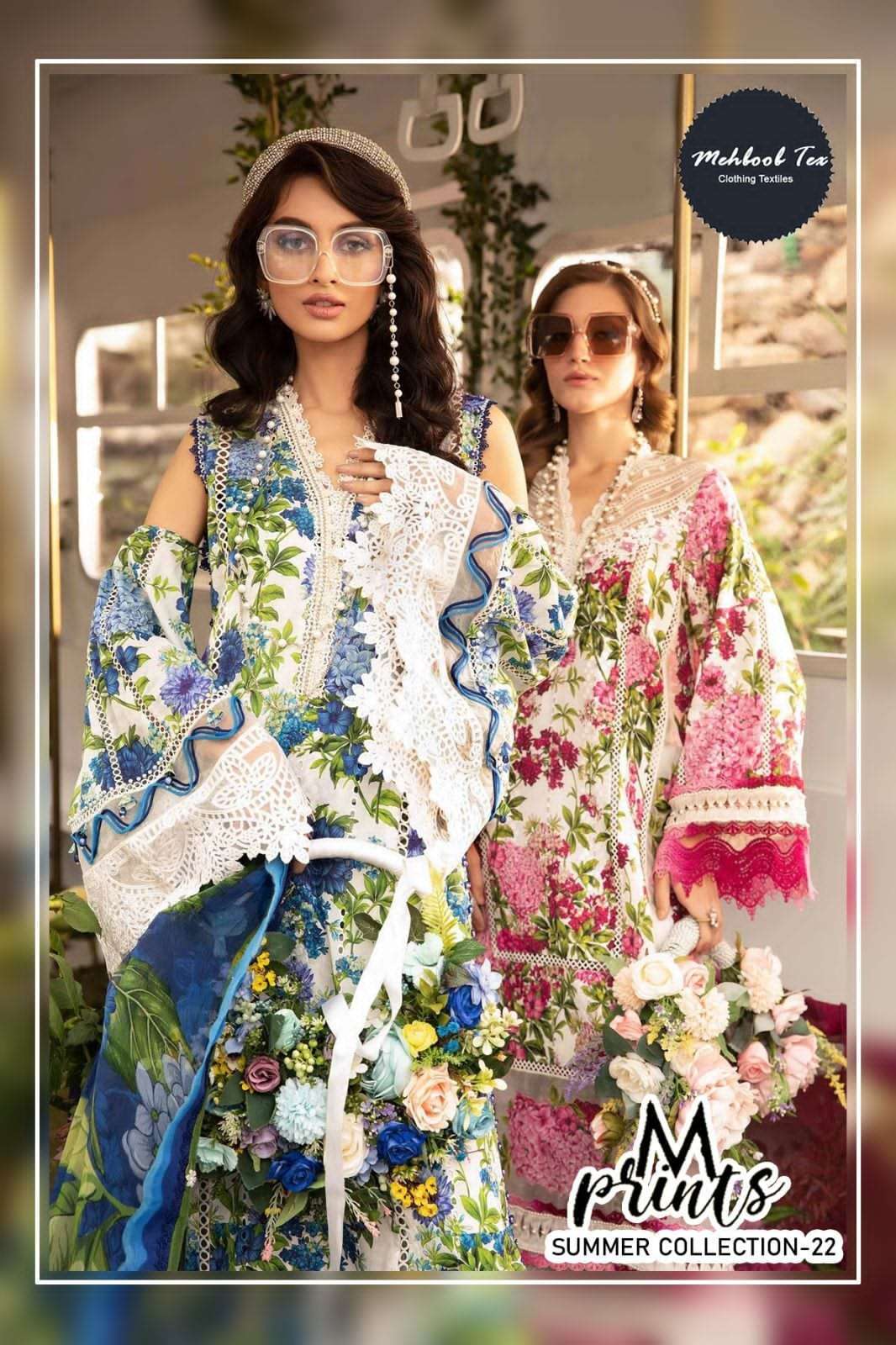 M PRINTS SUMMER COLLECTION-22 BY MEHBOOB TEX COTTON PRINT WORK PAKISTANI DRESSES