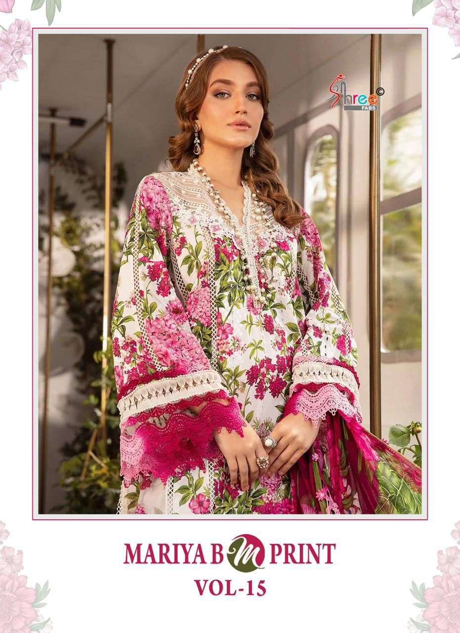 MARIYA B M PRINT VOL-15 BY SHREE FABS 3413 TO 3419 SERIES COTTON PRINT WORK DRESSES