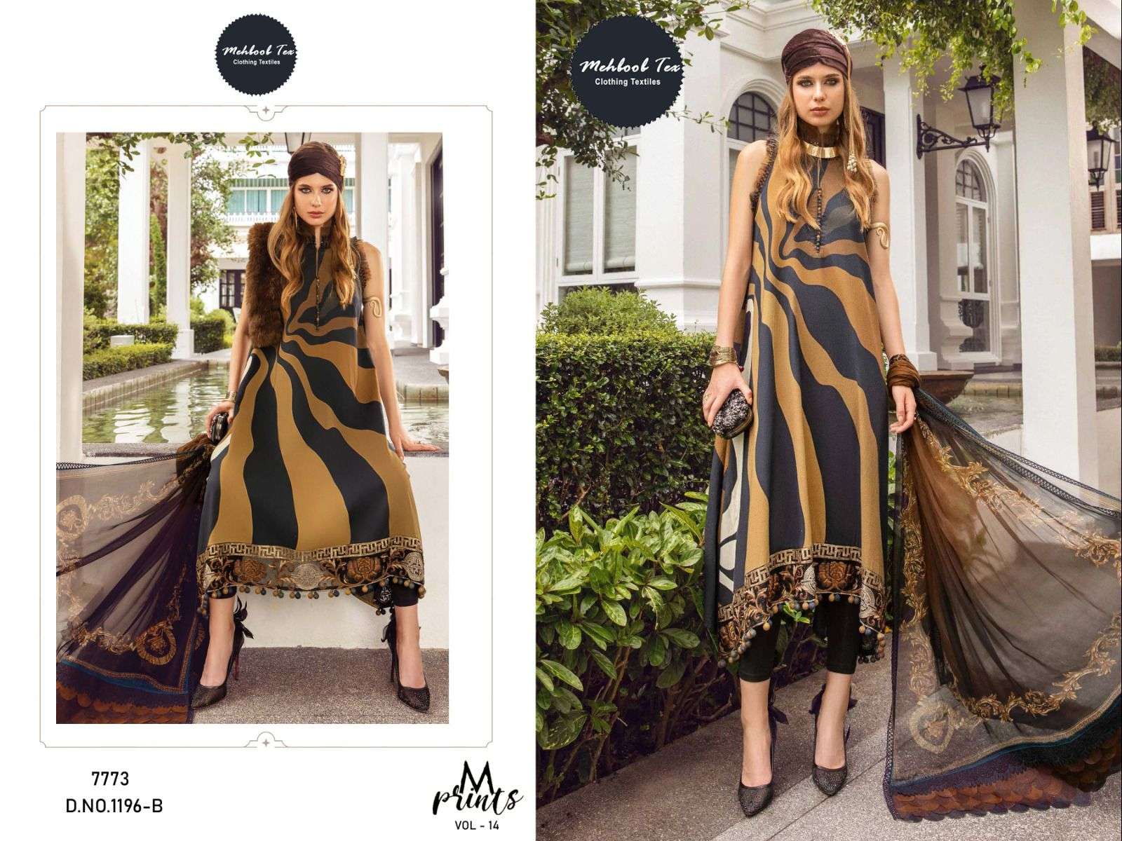 MT-1196 HIT DESIGN BY MEHBOOB TEX LAWN COTTON PRINT WORK PAKISTANI DRESS