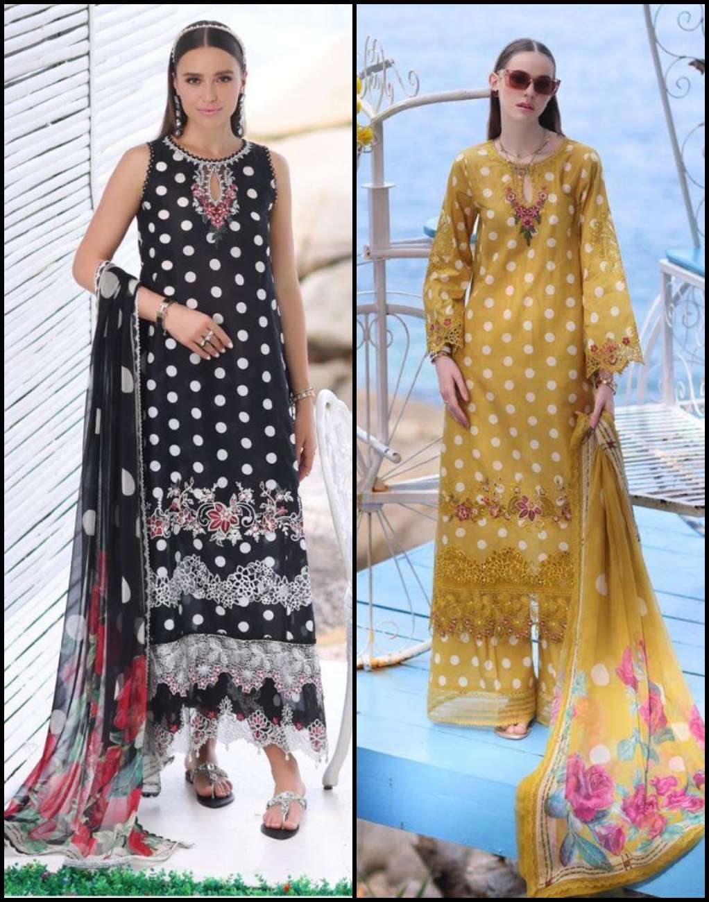 MT-1296 NX BY MEHBOOB TEX 1296-A & 1296-B SERIES COTTON PRINT WORK PAKISTANI DRESSES