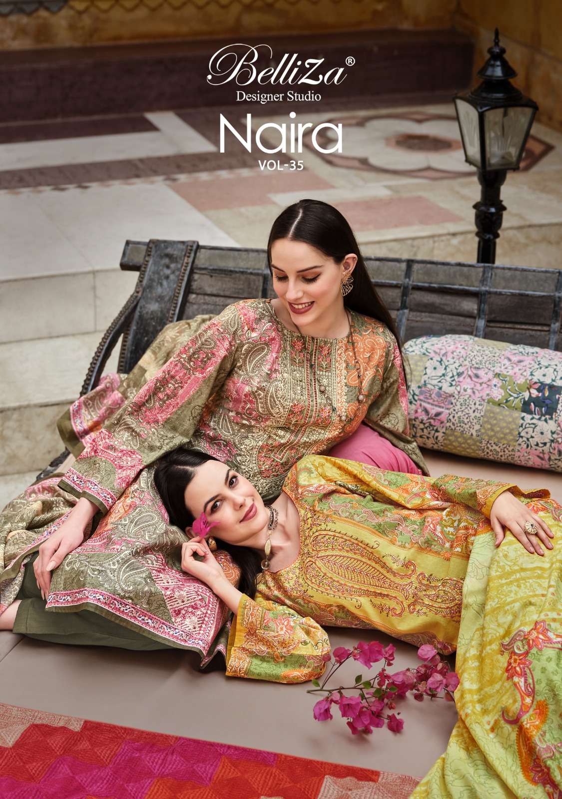 NAIRA VOL-35 BY BELLIZA 881-001 TO 881-008 SERIES PURE COTTON PRINT WORK DRESSES