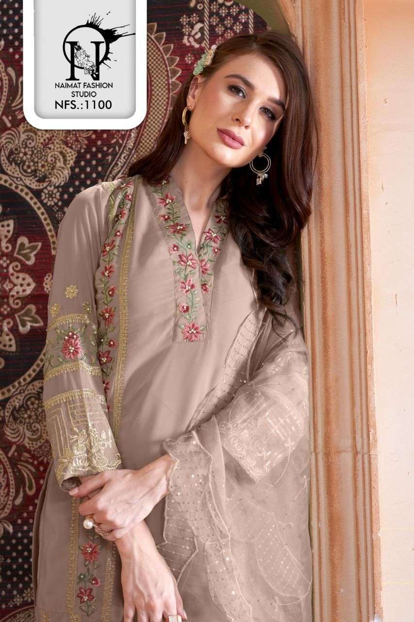 NFS 1100 NX BY NAIMAT FASHION STUDIO PURE FAUX GEORGETTE WORK READYMADE DRESSES