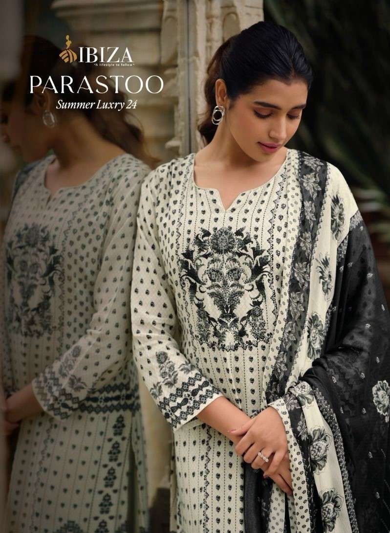 PARASTOON BY IBIZA LIFESTYLE 10596 TO 10601 SERIES BABERG MUSLIN PRINT WORK DRESSES