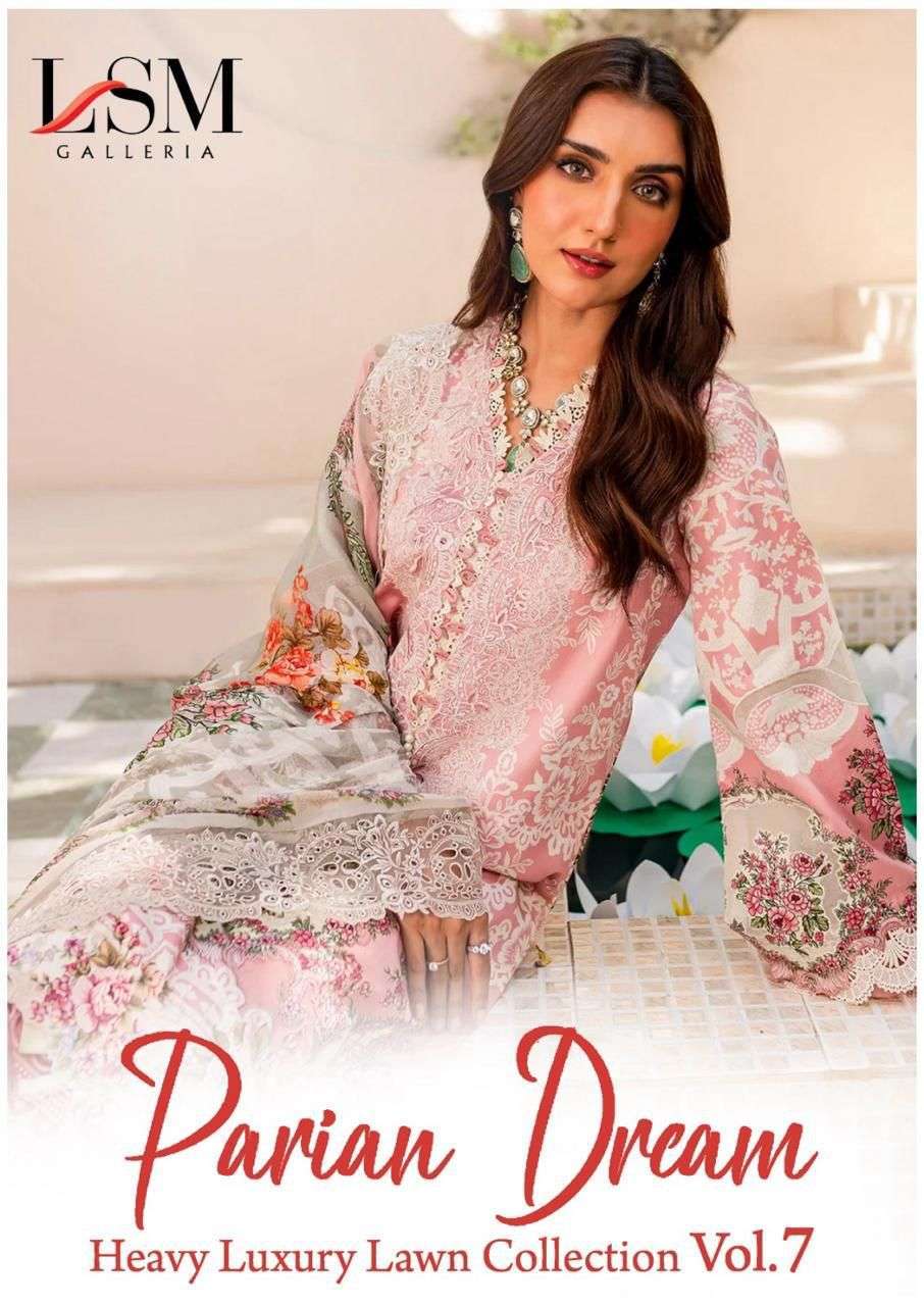 PARIAN DREAMS VOL-7 BY LSM GALLERIA 1061 TO 1066 SERIES PURE LAWN PRINT DRESSES