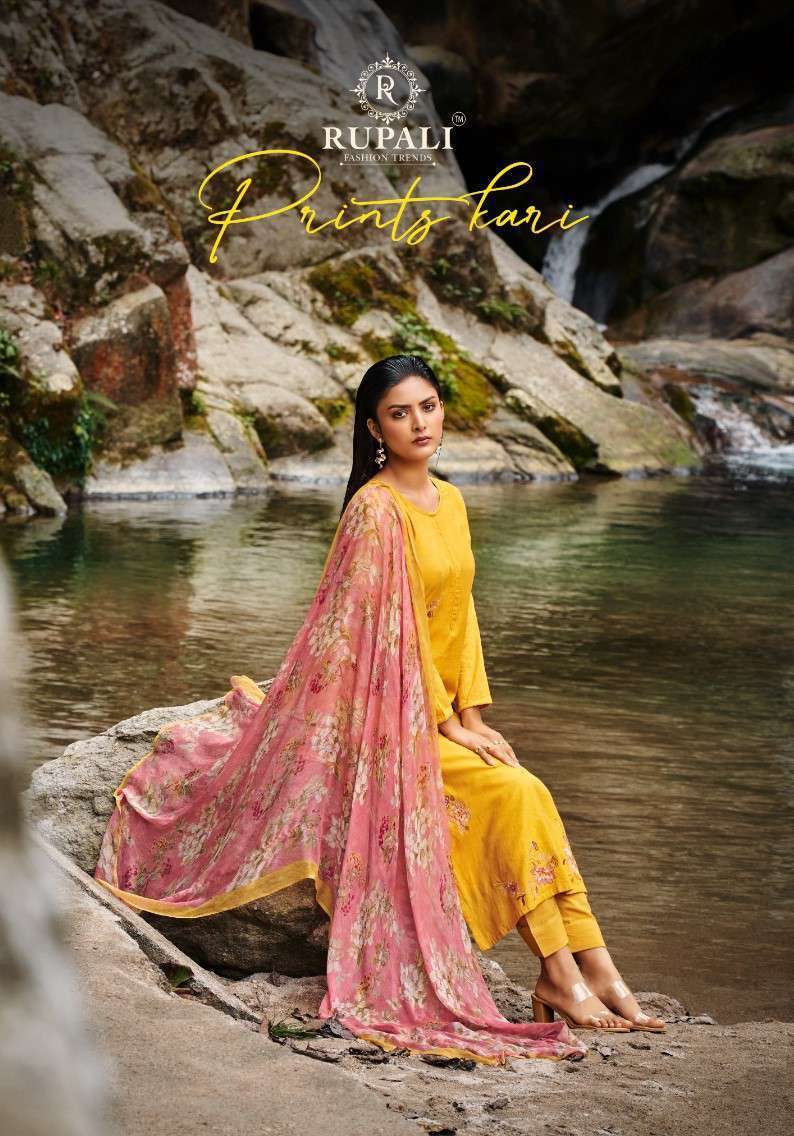 PRINTS KARI BY RUPALI 8801 TO 8804 SERIES JAAM SATIN HEAVY EMBROIDERY WORK DRESSES