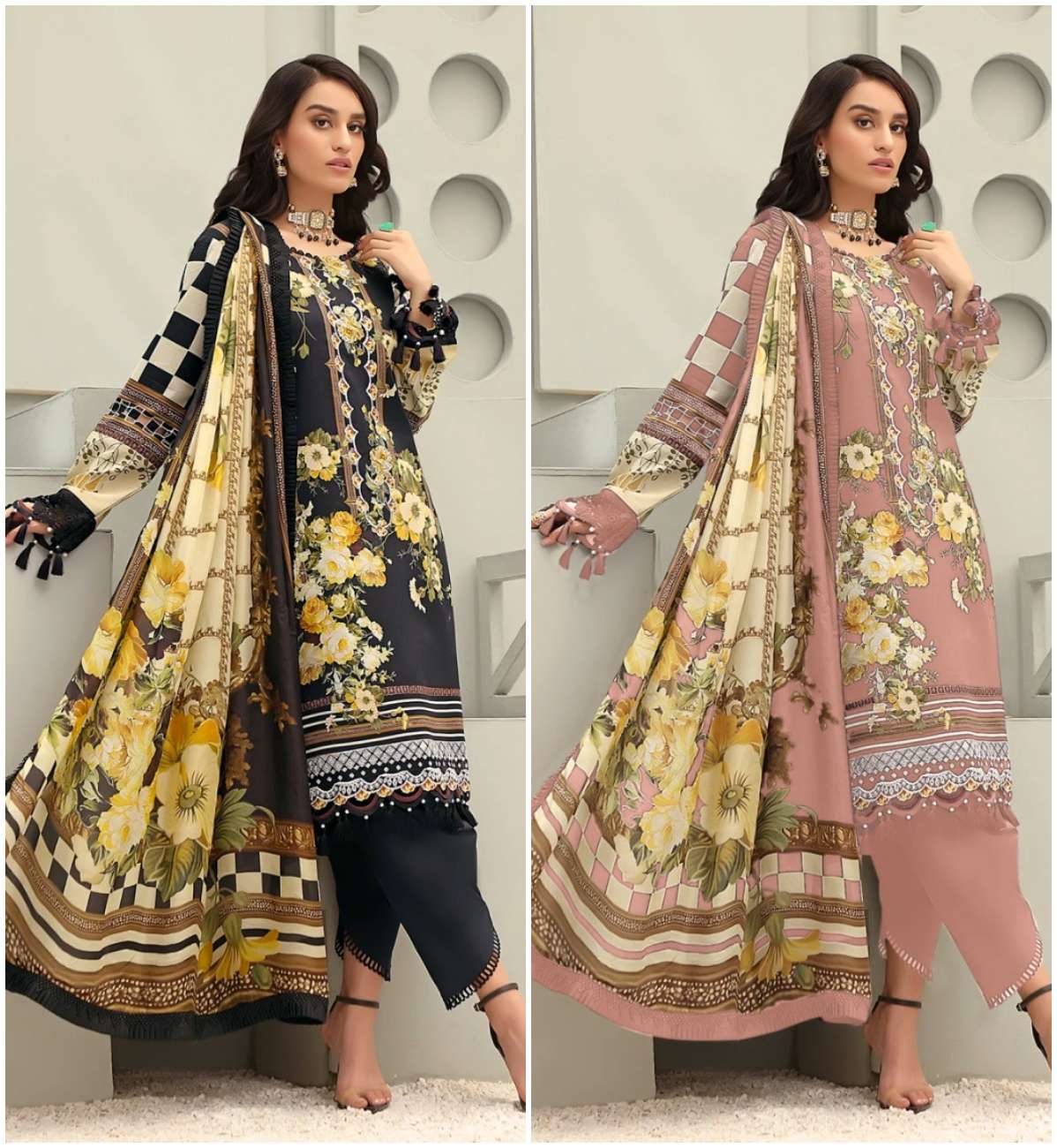 QUEENS 420 & 421 HITS BY TAJ CREATION PURE COTTON PRINT WORK PAKISTANI DRESSES