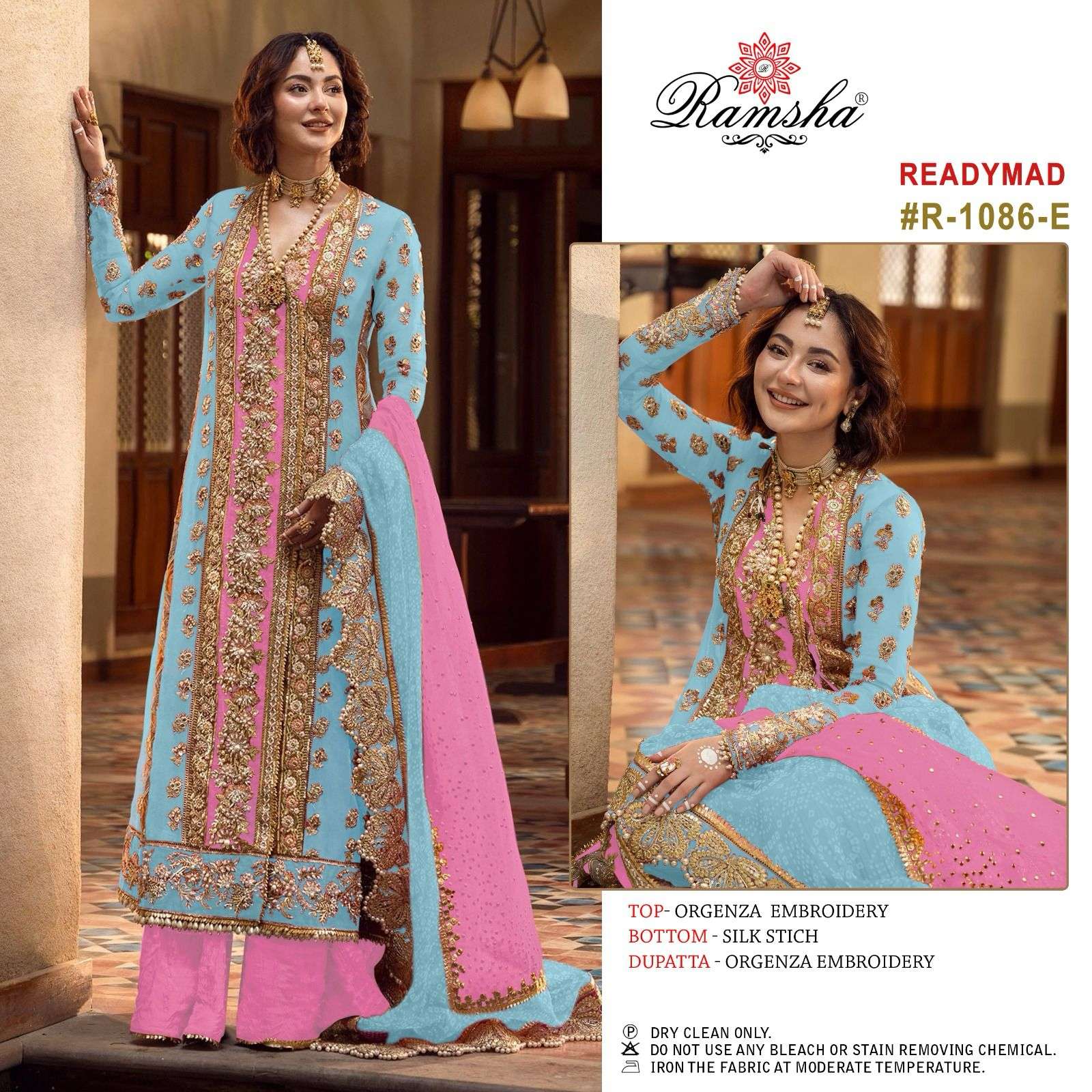 R-1086 NX BY RAMSHA 1086-E TO 1086-H SERIES BY RAMSHA ORGANZA WORK READYMADE DRESSES