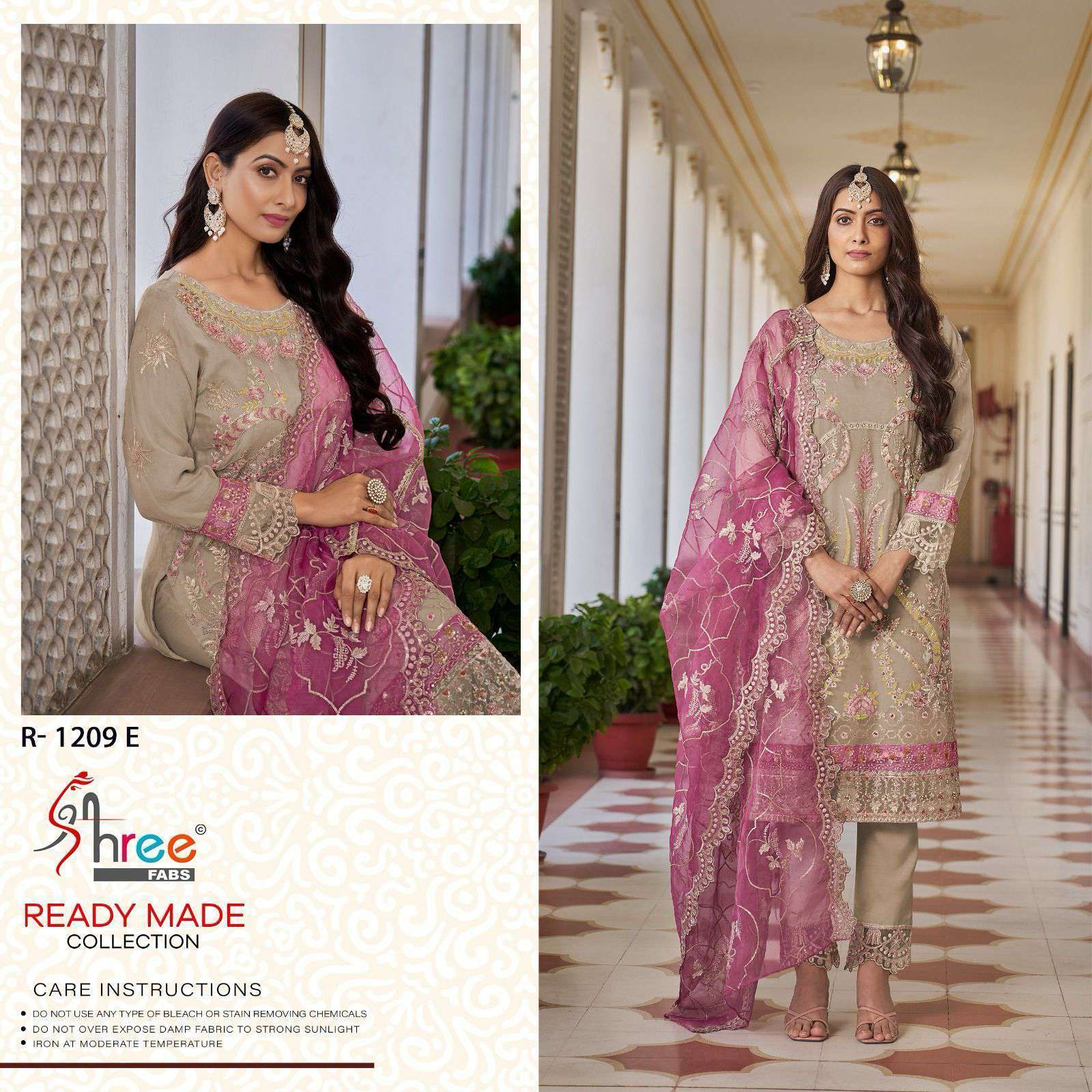 R-1209 COLOURS BY SHREE FABS 1209-E TO 1209-H SERIES ORGANZA WORK READYMADE DRESSES