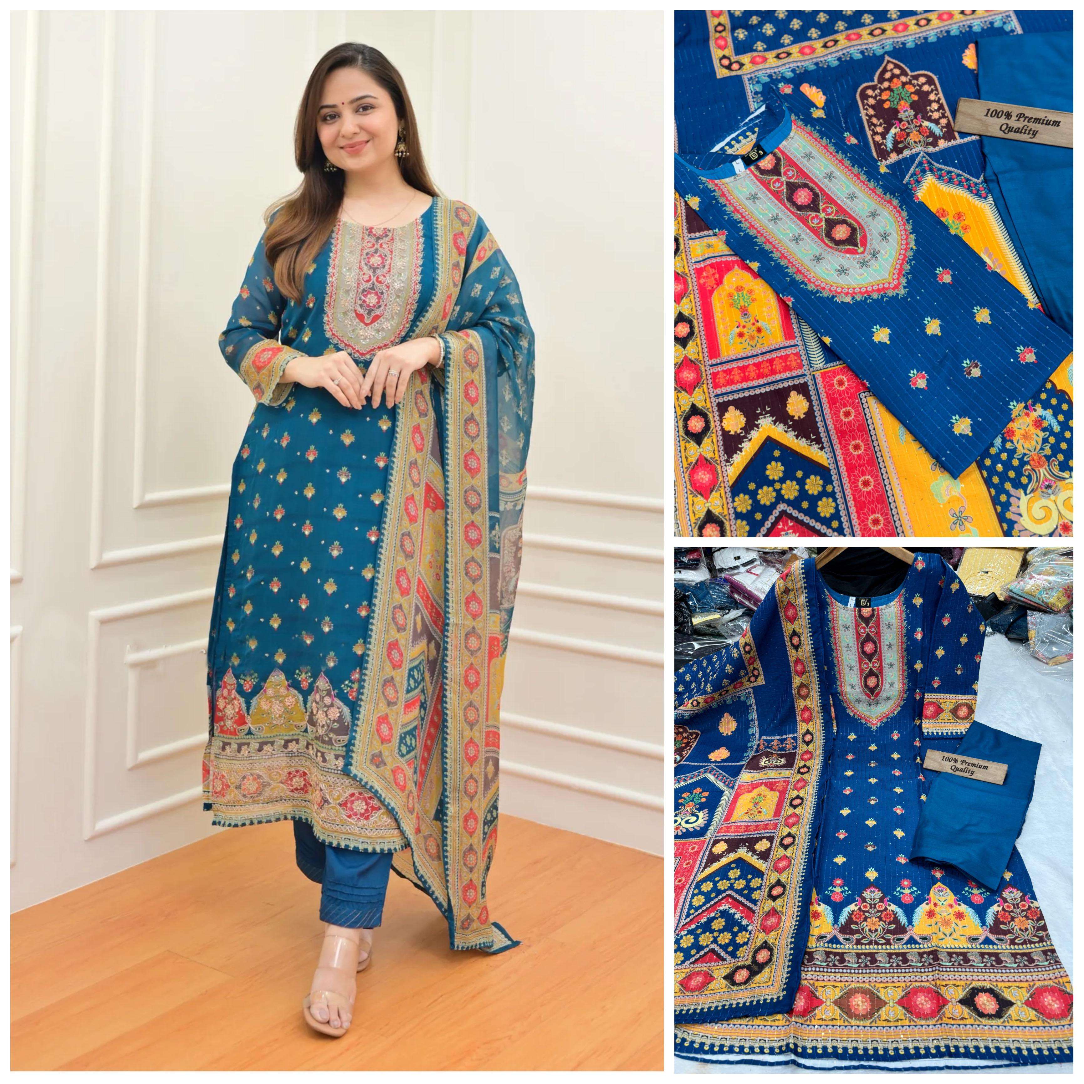 RAPIDO BY AQSAWHOLESALE MUSLIN PRINT WORK READYMADE DRESSES