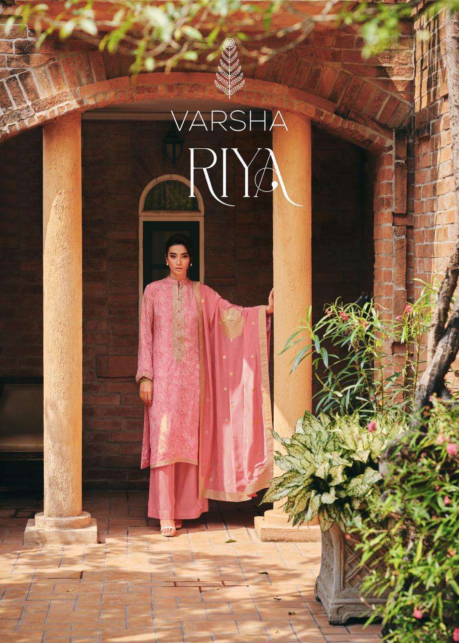 RIYA BY VARSHA 01 TO 04 SERIES SILK PRINT EMBROIDERY WORK DRESSES