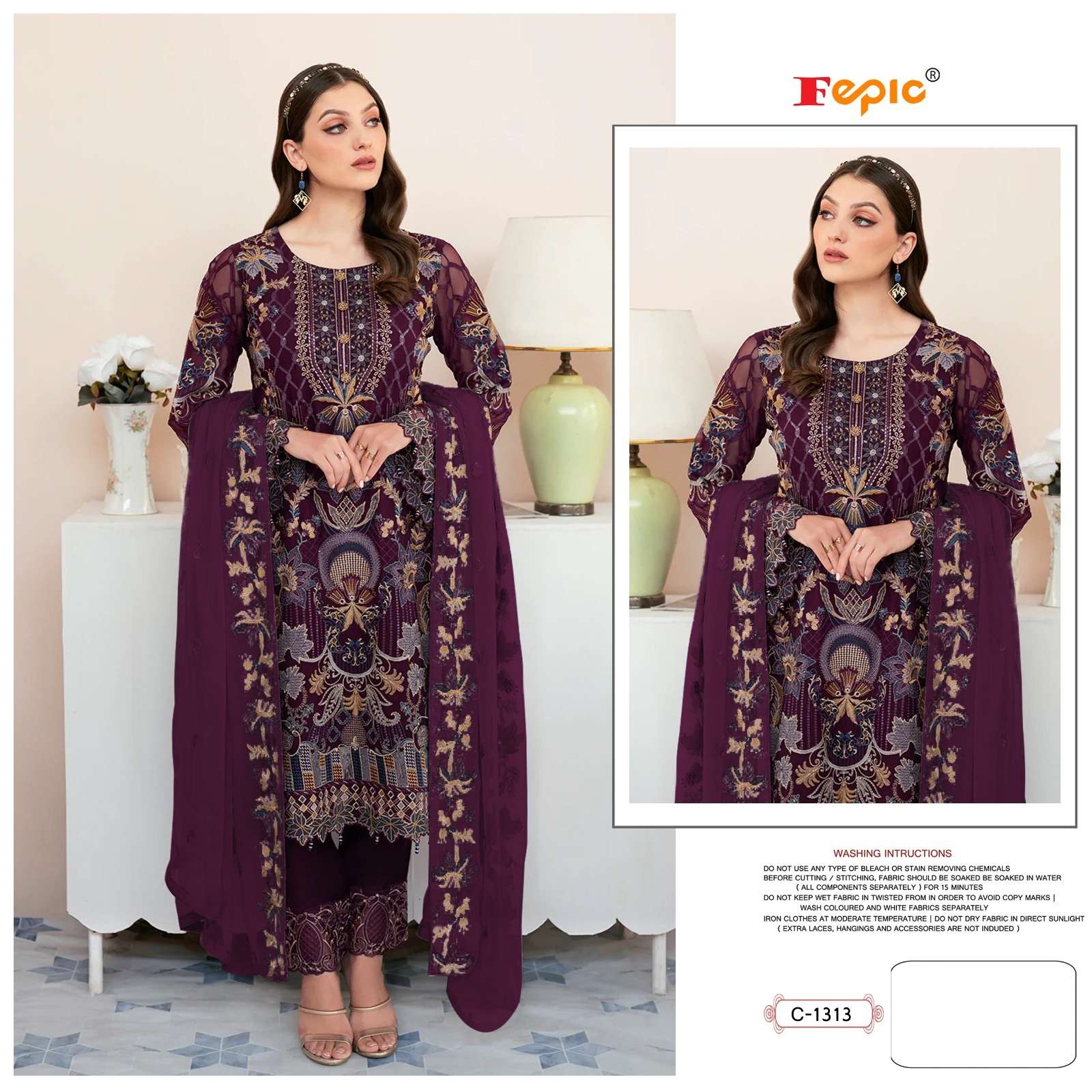 ROSEMEEN 1313 HIT DESIGN BY FEPIC GEORGETTE EMBROIDERY WORK PAKISTANI DRESS