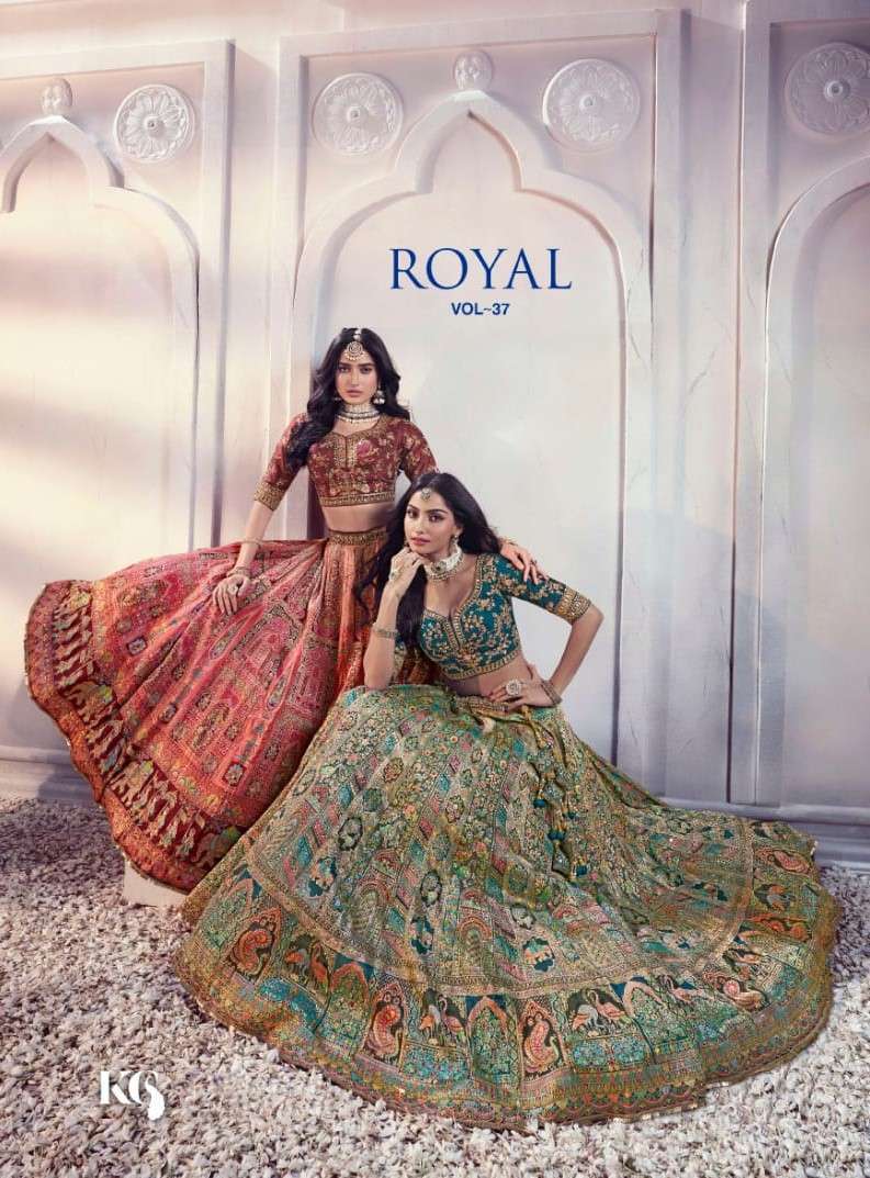 ROYAL VOL-37 BY ROYAL 1035 TO 1041 SERIES DOLA SILK HEAVY WORK BRIDAL LEHENGAS