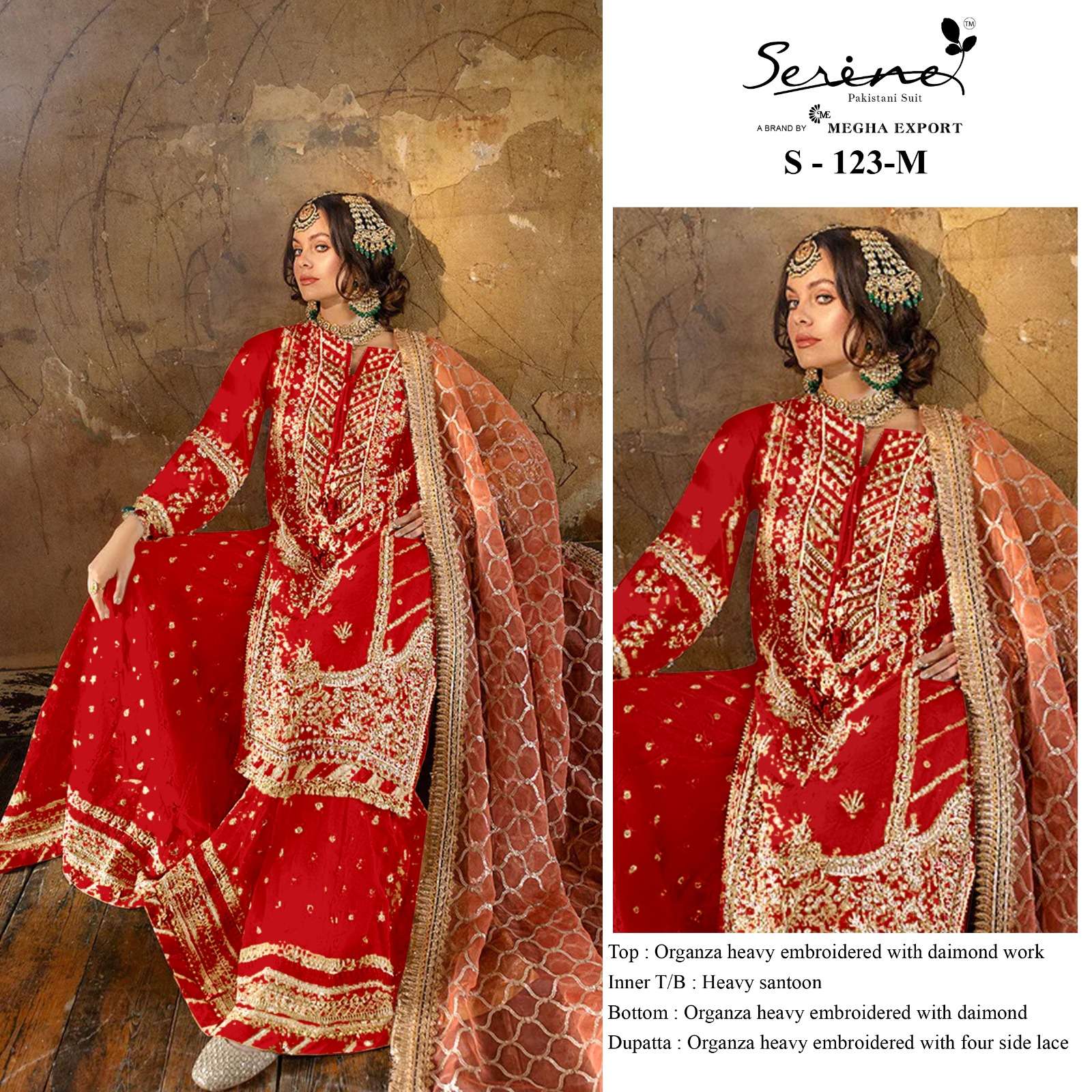 S-123-L TO S-123-O SERIES BY SERINE ORGANZA HEAVY EMBROIDERY WORK PAKISTANI DRESSES