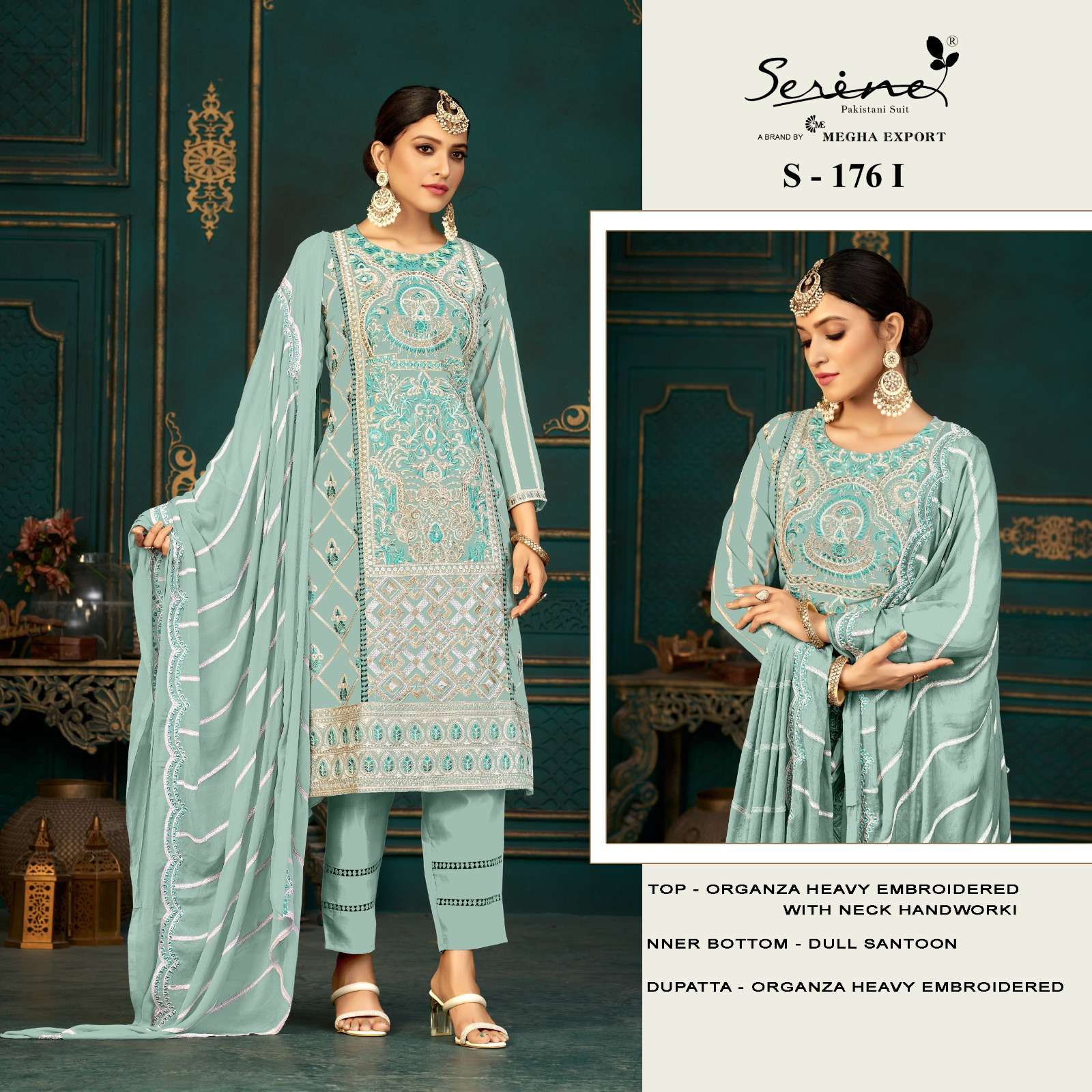 S-176 COLOURS 176-I TO 176-L SERIES BY SERINE FAUX GEORGETTE WORK READYMADE DRESSES