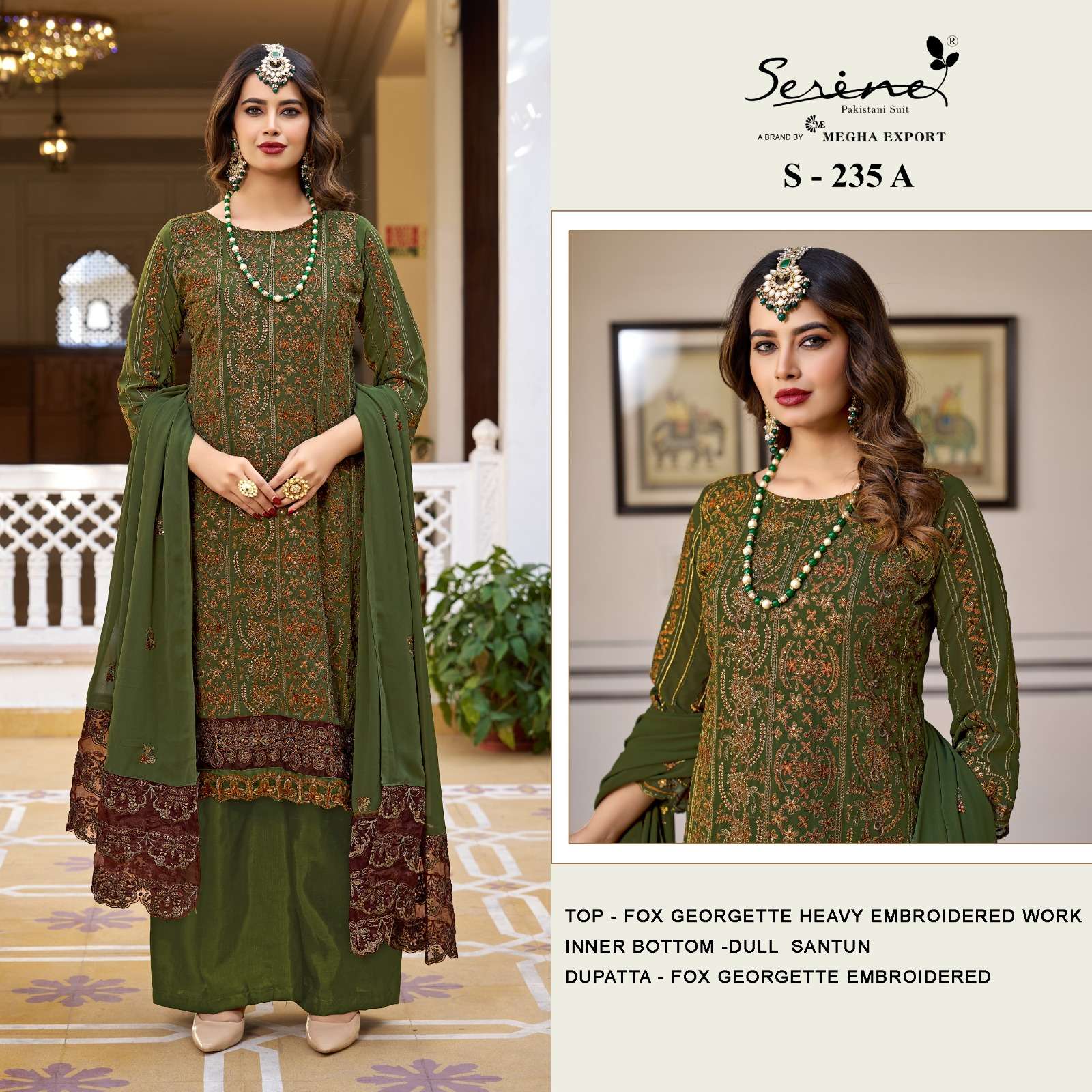 S-235 COLOURS BY SERINE 235-A TO 235-D SERIES FAUX GEORGETTE WORK PAKISTANI DRESSES