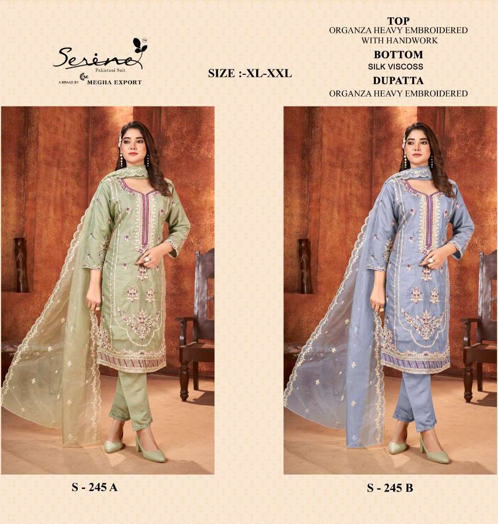 S-245 NX BY SERINE 245-A AND 245-B HITS ORGANZA EMBROIDERY WORK READYMADE DRESSES