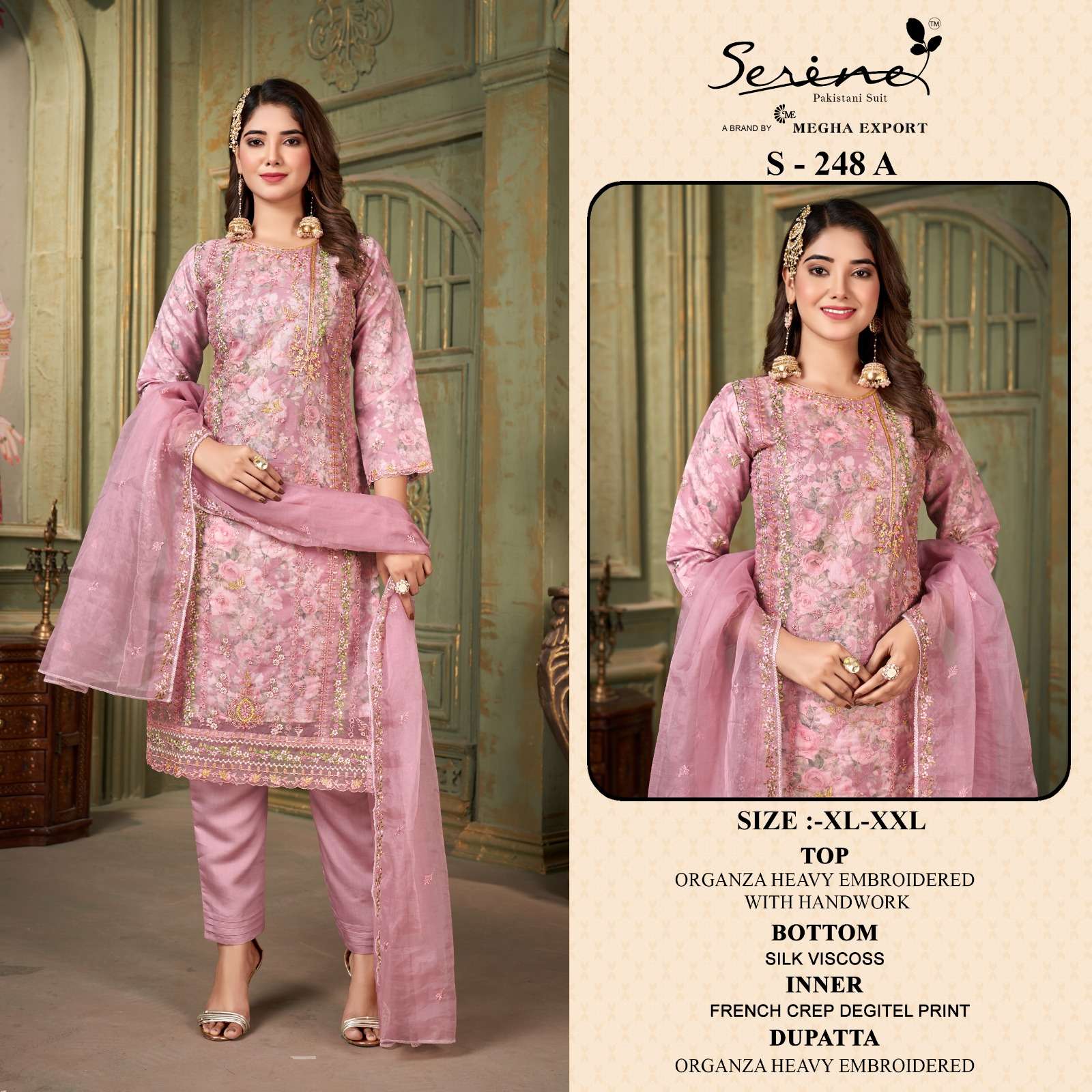 S-248 COLOURS BY SERINE 248-A TO 248-D SERIES ORGANZA PRINT WORK READYMADE DRESSES