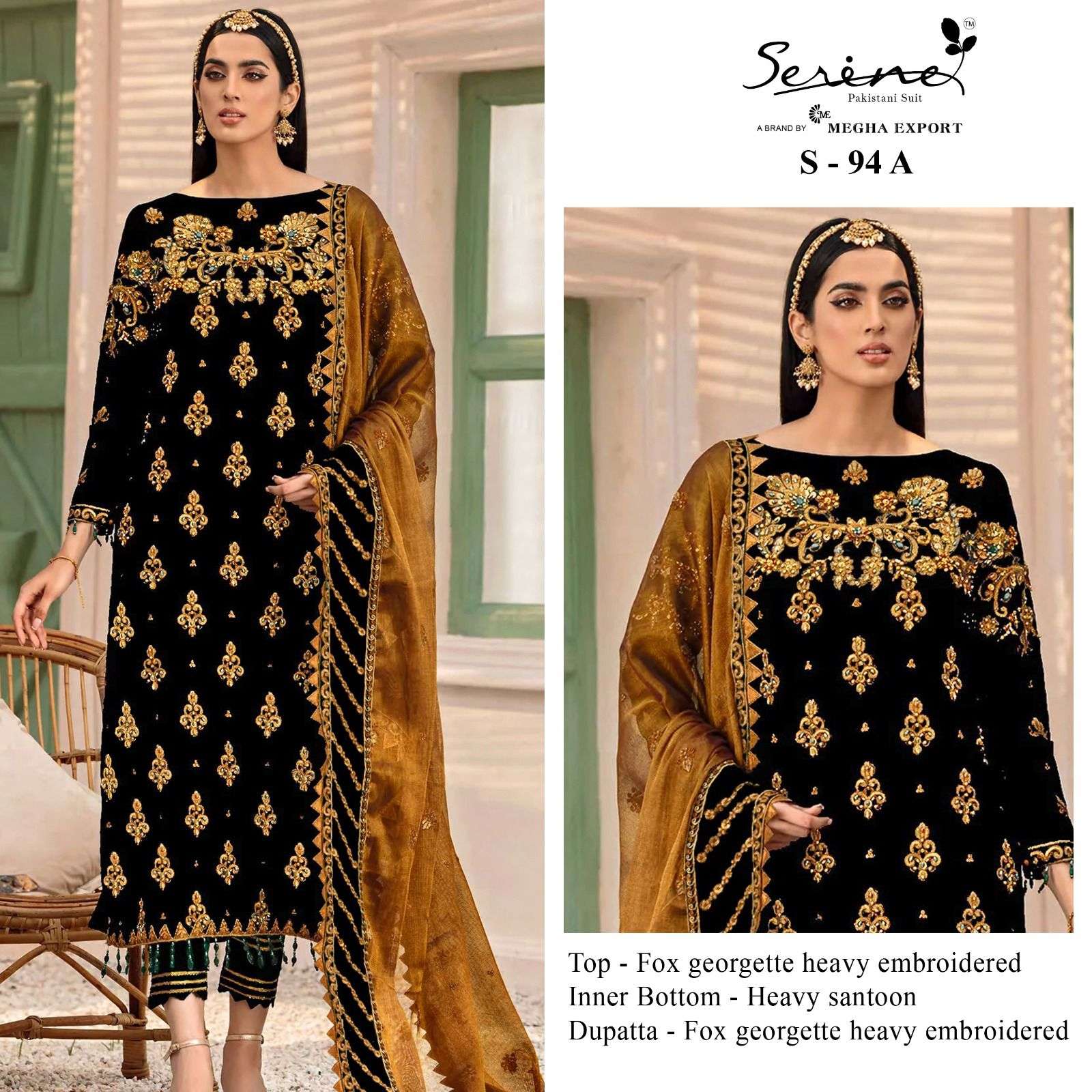 S-94 HIT DESIGN BY SERINE FAUX GEORGETTE EMBROIDERY WORK PAKISTANI DRESS