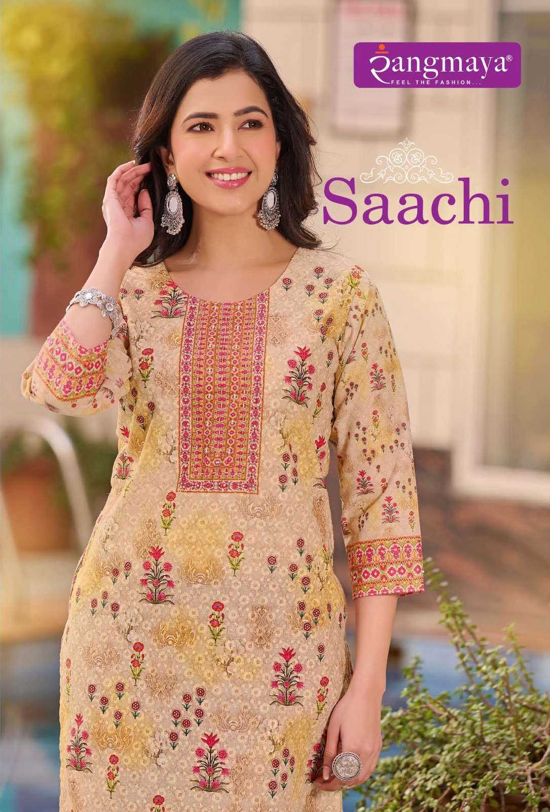 SAACHI BY RANGMAYA 101 TO 108 SERIES FANCY SCHIFFLI PRINT WORK KURTIS