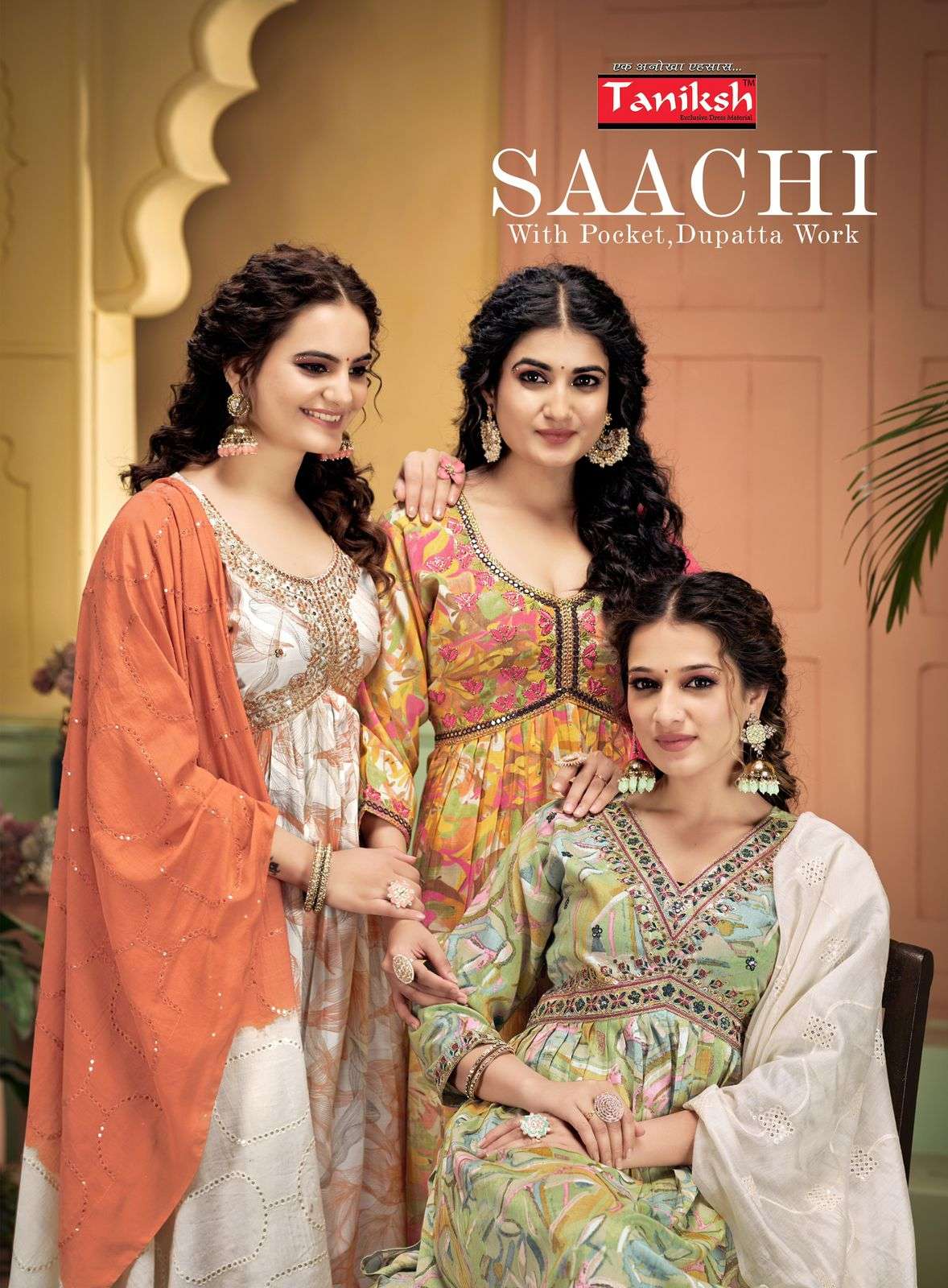 SAACHI VOL-1 BY TANIKSH 1001 TO 1008 SERIES RAYON COTTON PRINT WORK READYMADE DRESSES