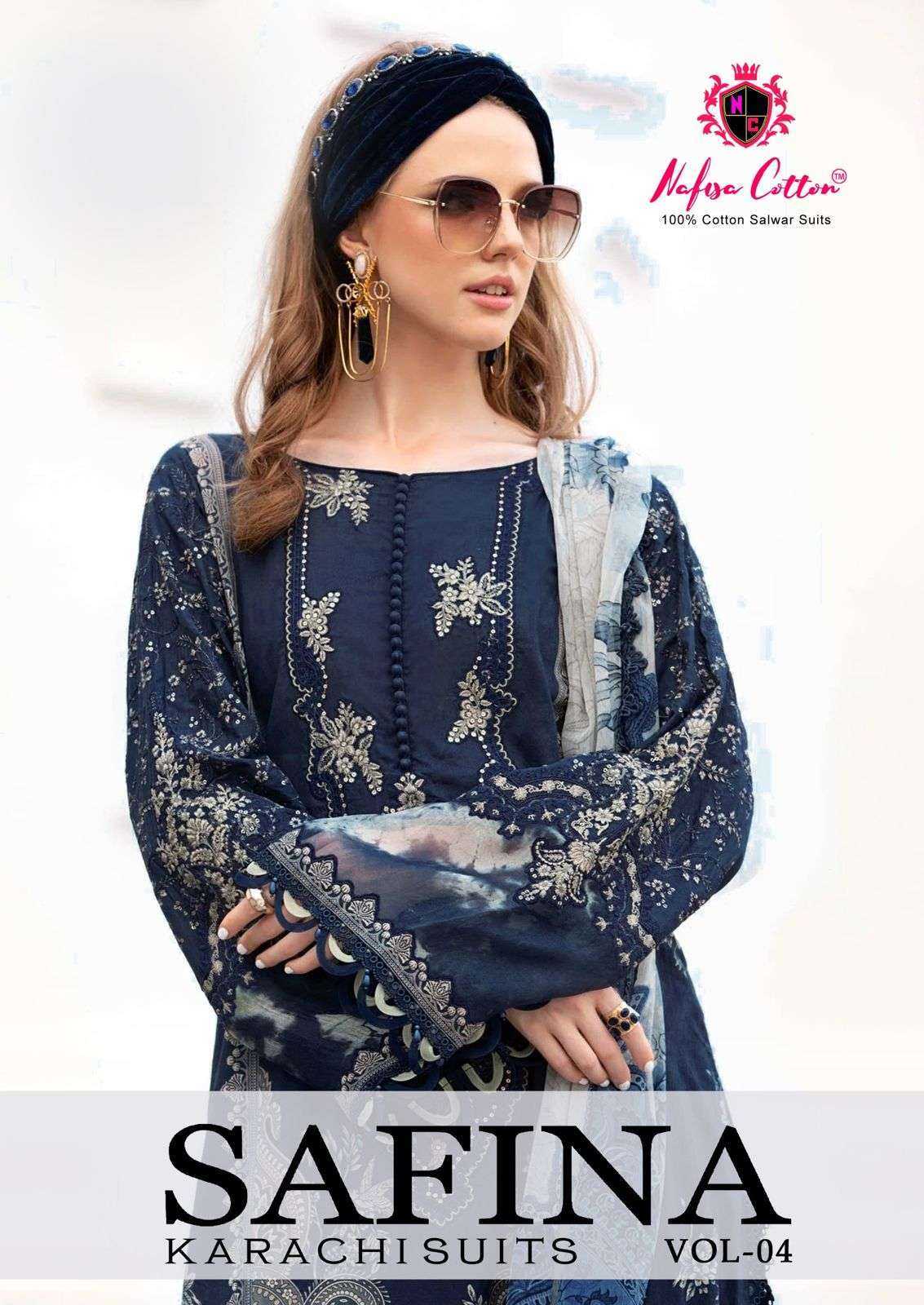 SAFINA KARACHI SUIT VOL-4 BY NAFISA COTTON 4001 TO 4006 SERIES SOFT COTTON PRINT DRESSES