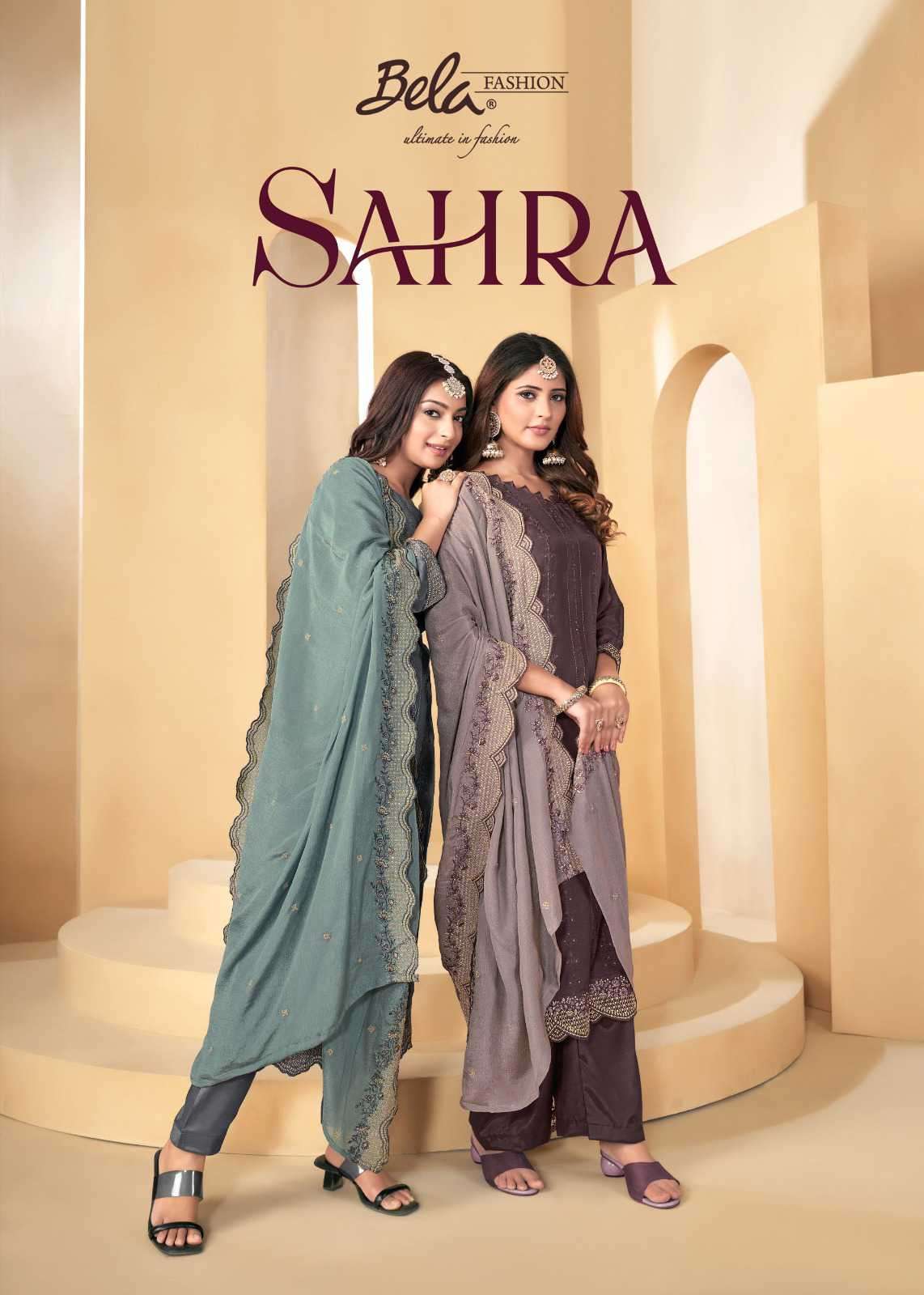 SAHRA BY BELA FASHION 4428 TO 4434 SERIES RUSSIAN SILK EMBROIDERY WORK DRESSES