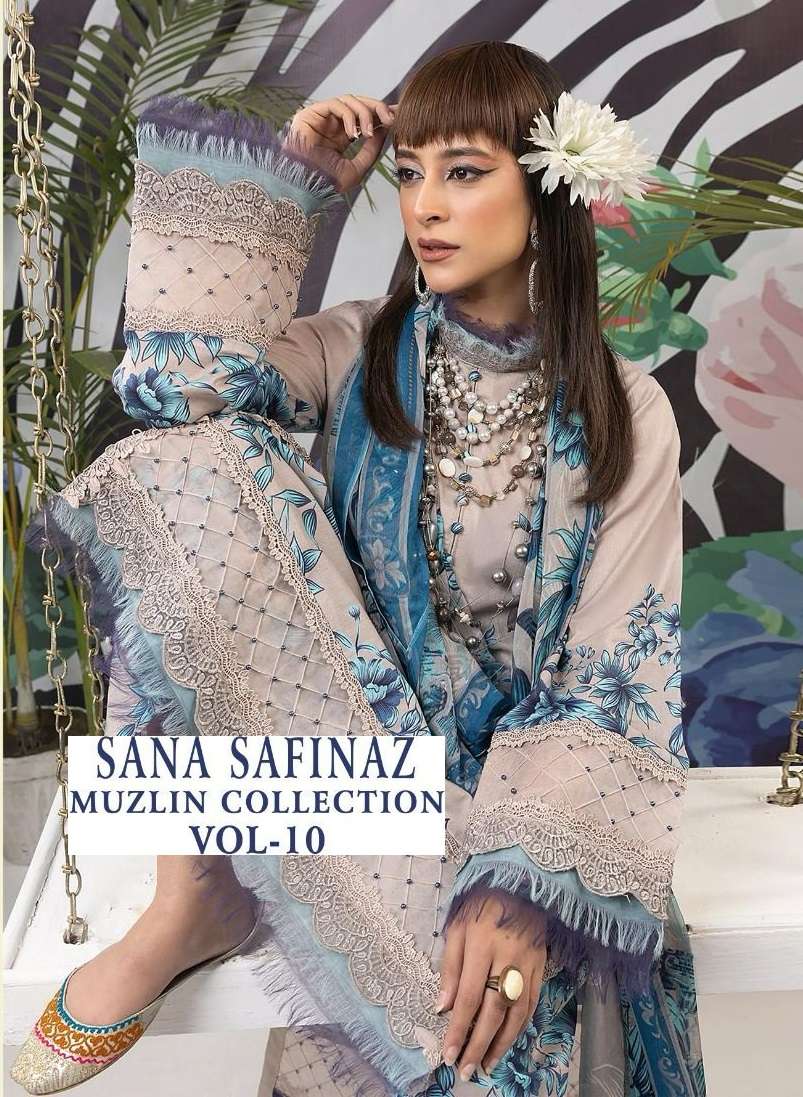 SANA SAFINAZ MUZLIN COLLECTION VOL-10 BY SHREE FABS 3402 TO 3404 SERIES COTTON WORK DRESSES