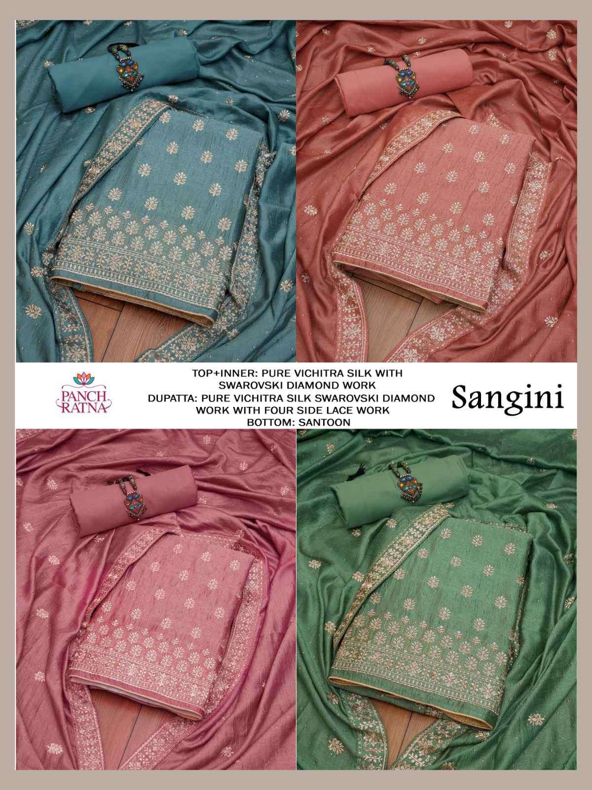 SANGINI BY PANCH RATNA PURE VICHITRA SILK EMBROIDERY WORK DRESSES