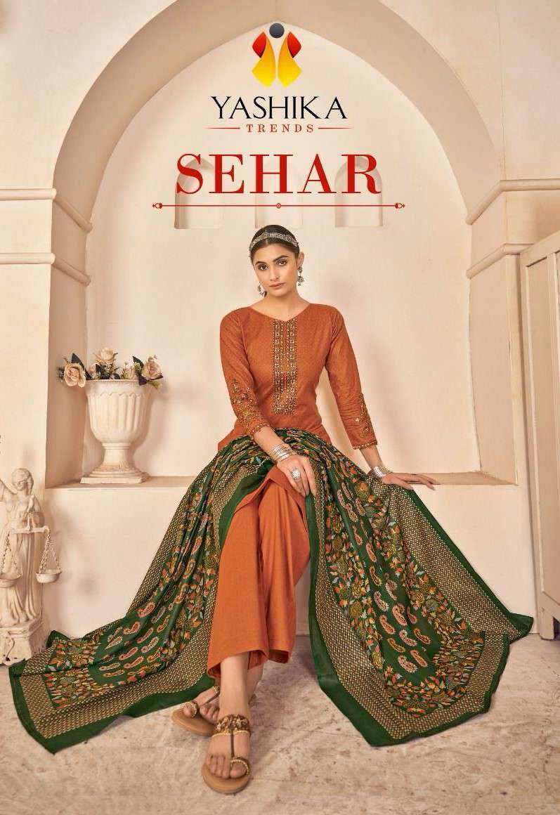 SEHAR BY YASHIKA TRENDZ 1001 TO 1008 SERIES HEAVY COTTON PRINT WORK DRESSES