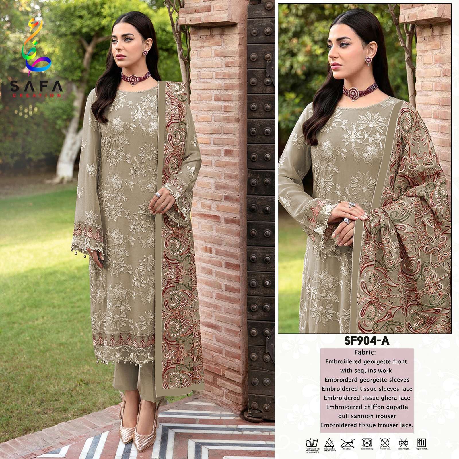 SF-904 COLOURS BY SAFA CREATION 904-A TO 904-D SERIES GEORGETTE WORK PAKISTANI DRESSES