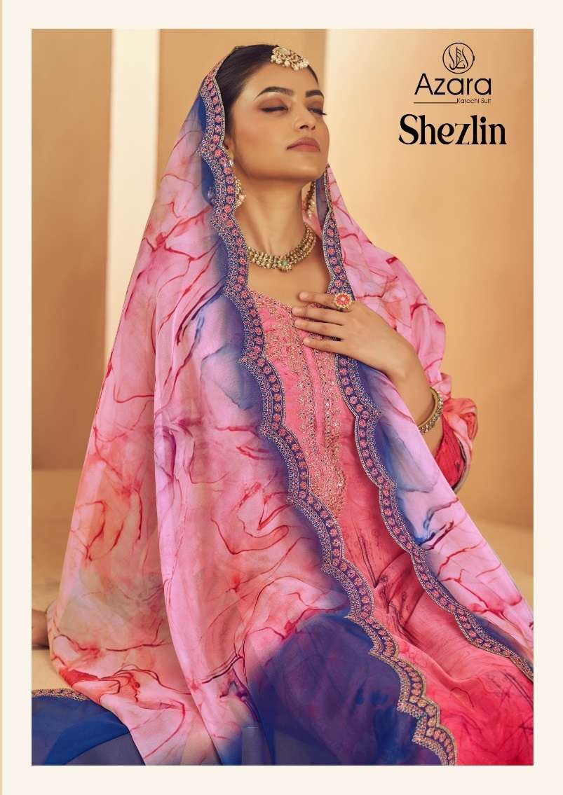 SHEZLIN BY RADHIKA FASHION 1001 TO 1004 SERIES ORGANZA PRINT EMBROIDERY WORK DRESSES