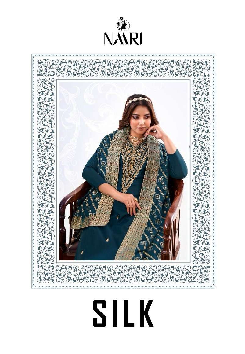 SILK BY NAARI 64001 TO 64004 SERIES PURE SILK EMBROIDERY WORK DRESSES