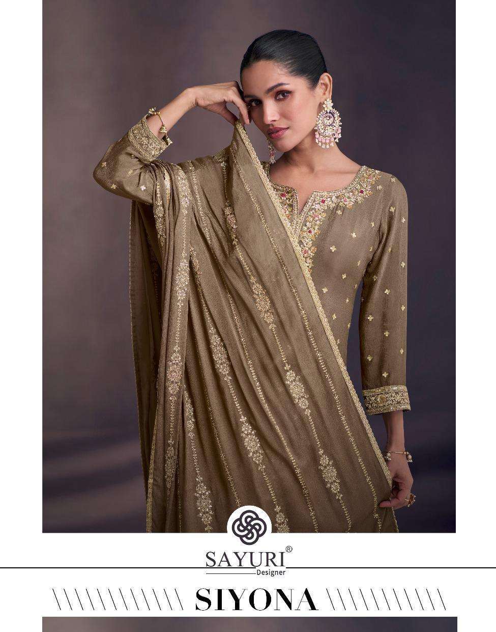 SIYONA BY SAYURI 5405 TO 5407 SERIES CHINON SILK GEORGETTE HEAVY WORK READYMADE DRESSES