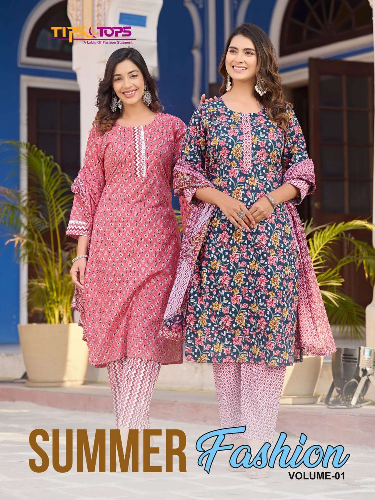 SUMMER FASHION VOL-1 BY TIPS & TOPS 101 TO 106 SERIES COTTON PRINT READYMADE DRESSES